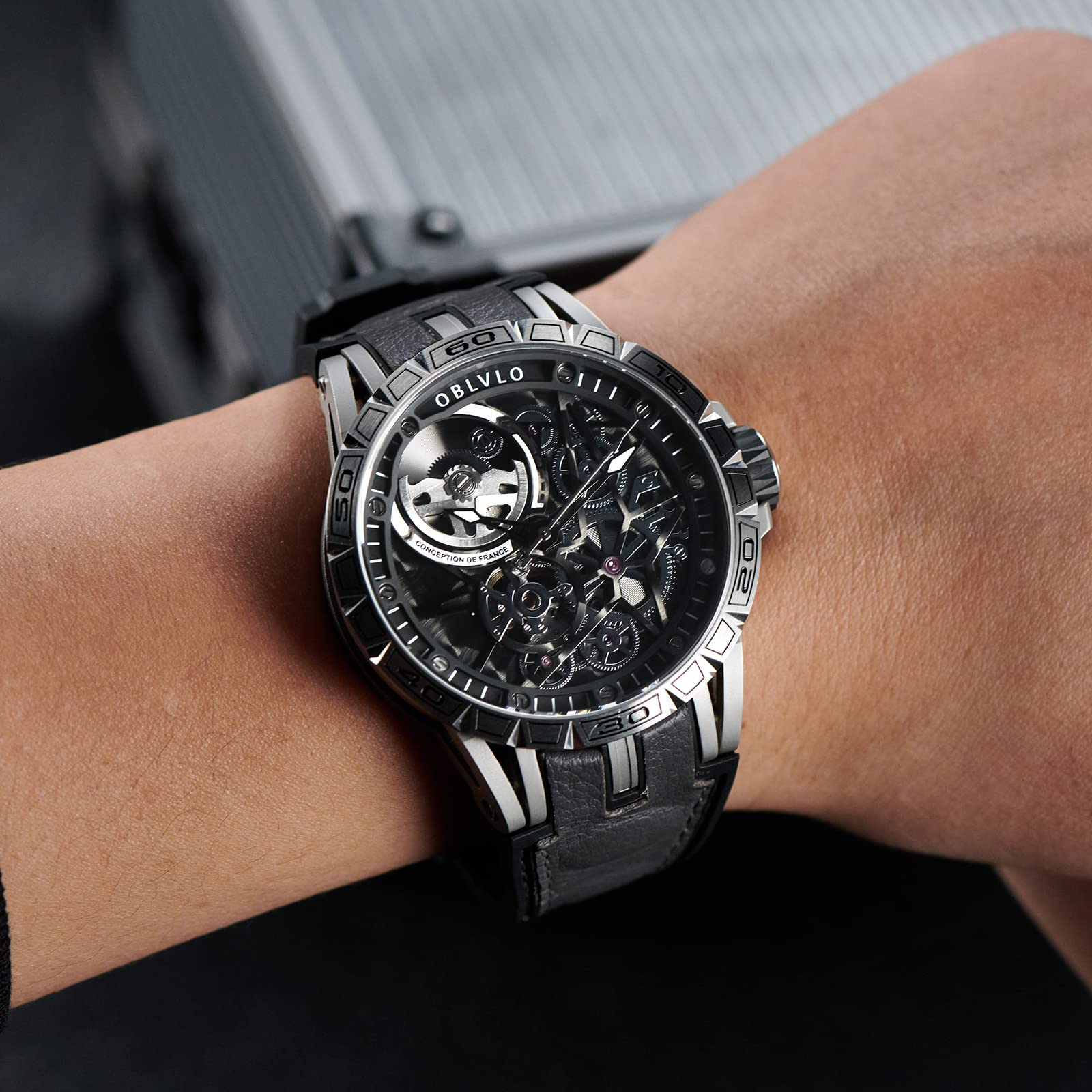Luxury Automatic Skeleton Dial Steel Watch for Men - Top Brand Designer Wristwatch with Genuine Leather Strap - Perfect for Business, Formal Events & Everyday Wear
