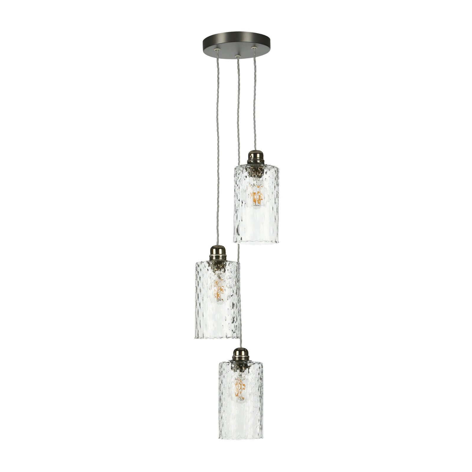 Acton 3-Light Pendant Lighting Fixture in Antique Brass/Satin Chrome with E27 Socket - Perfect for Dining Room, Kitchen Island, or Entryway Lighting