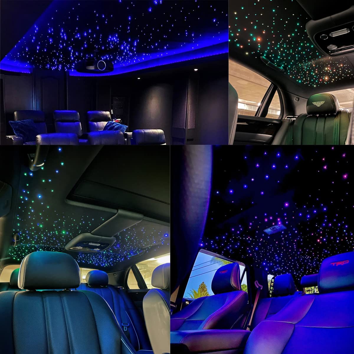 AZIMOM 20W Twinkle Fiber Optic Starlight Kit - 400pcs 0.03in x 9.8ft End Glow Strands, Sound Activated & APP Controlled RGBW Light Source for Home Ceiling, Car Headliner, Bedroom, Party, and Wedding Decorations