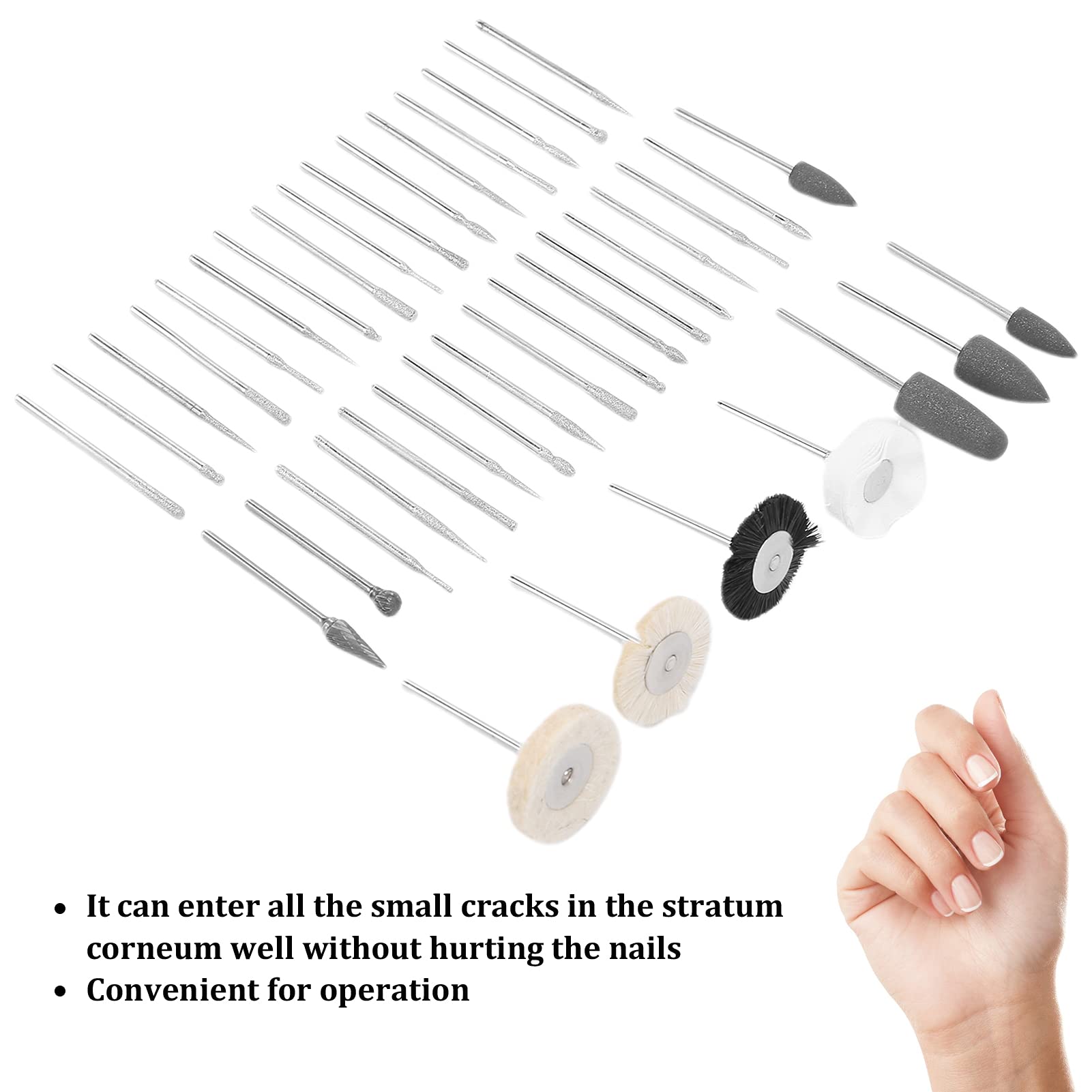 Professional 2-Piece Nail Drill Bit Set - 2.35mm/0.1in Multifunctional Grinding Heads for Acrylic, Gel & Natural Nails - Perfect for Salon, Home Manicure & Nail Art