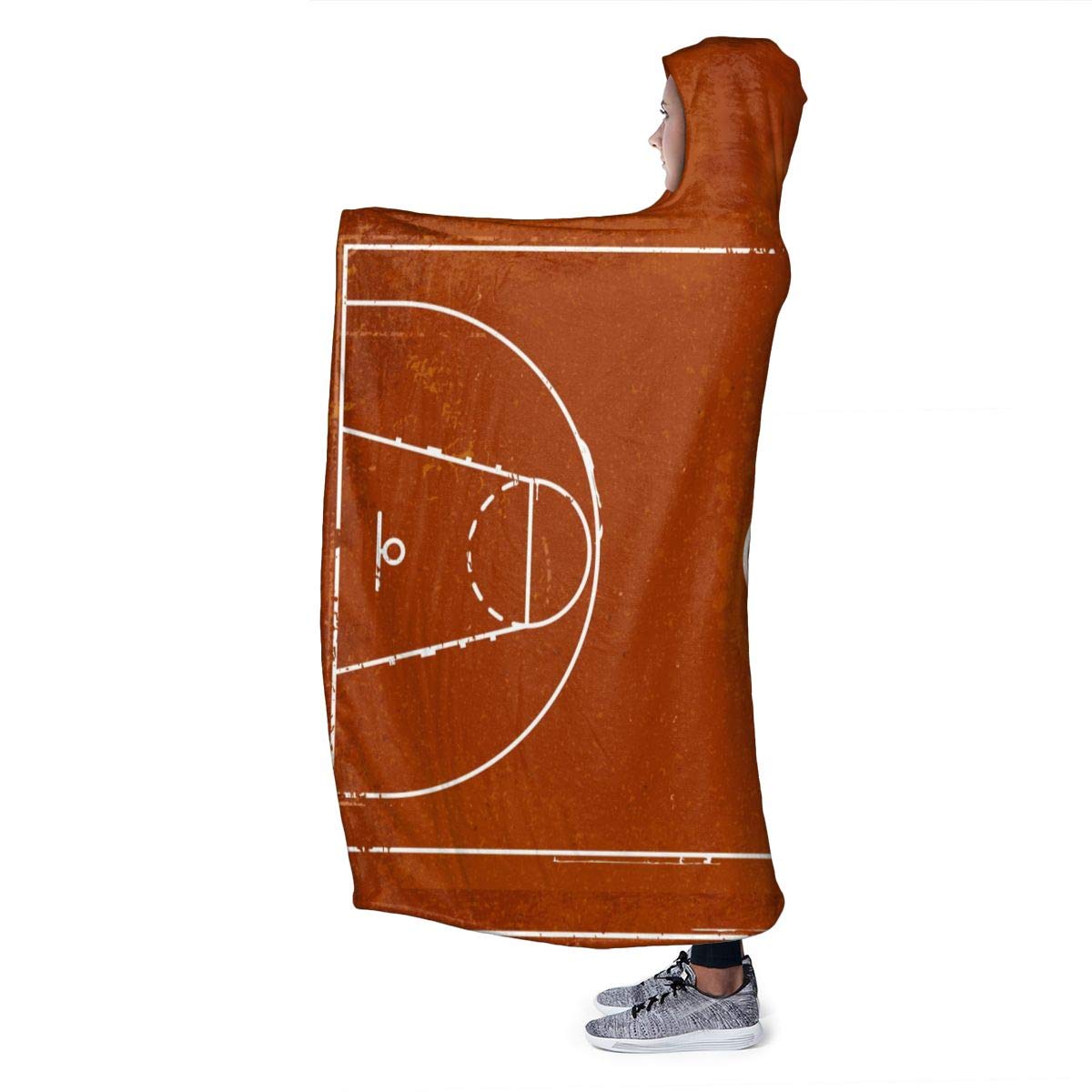 Soft Flannel Hooded Blanket - Lightweight Microfiber Throw for Couch, Sofa & Basketball Playground - Warm Cozy Decorative Blanket 50x40 Inch - All Season Use for Kids & Adults - Perfect for Movie Nights, Camping & Outdoor Activities
