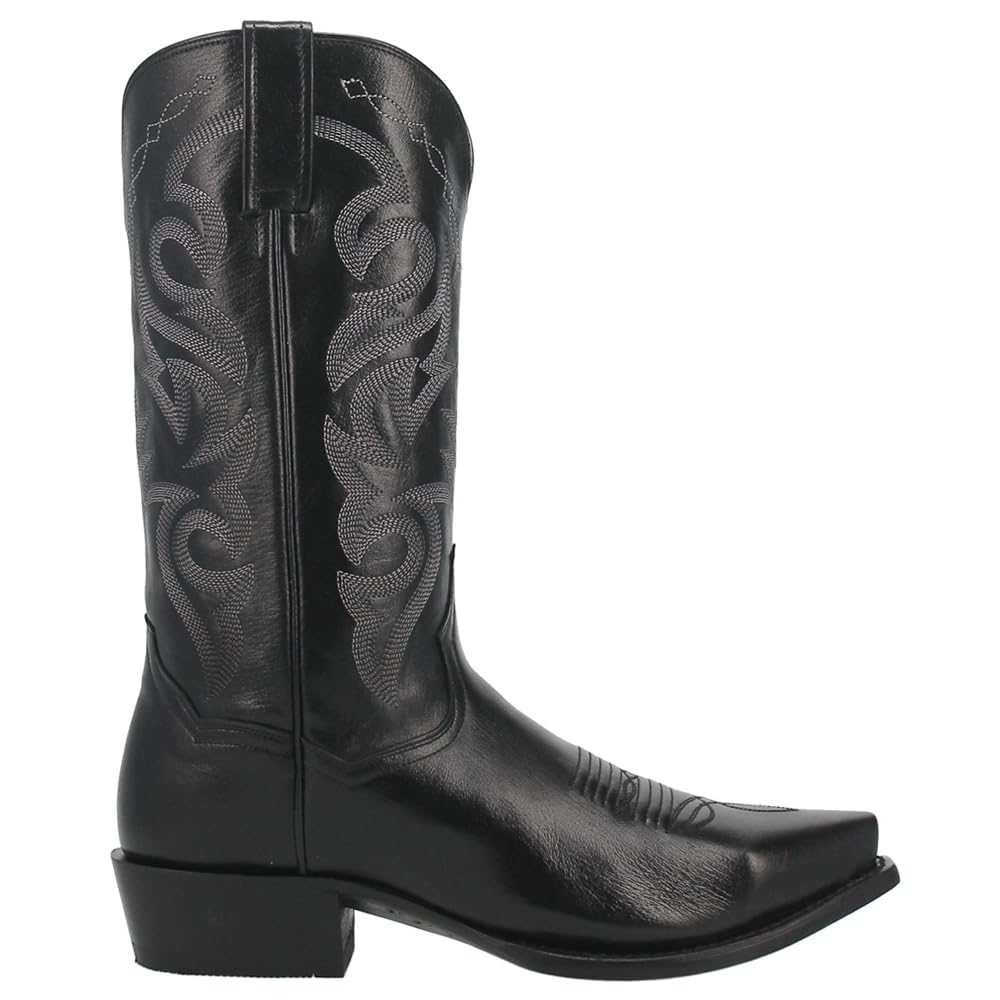 Dan Post Men's Milwaukee Embroidered Snip Toe Pull-On Casual Boots - Mid Calf Western Boots for Men, Black - Perfect for Country Dancing, Rodeo & Everyday Wear