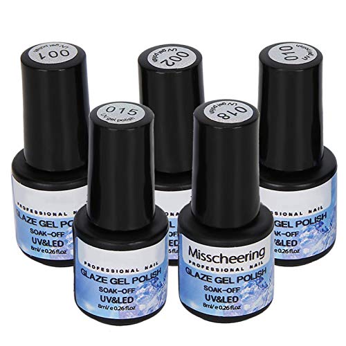 5Pcs Professional Gel Nail Polish Set - Soak Off UV LED Nail Kit with Glue for DIY Nail Art | Home & Salon Manicure Supplies | Perfect for Parties, Weddings & Special Occasions
