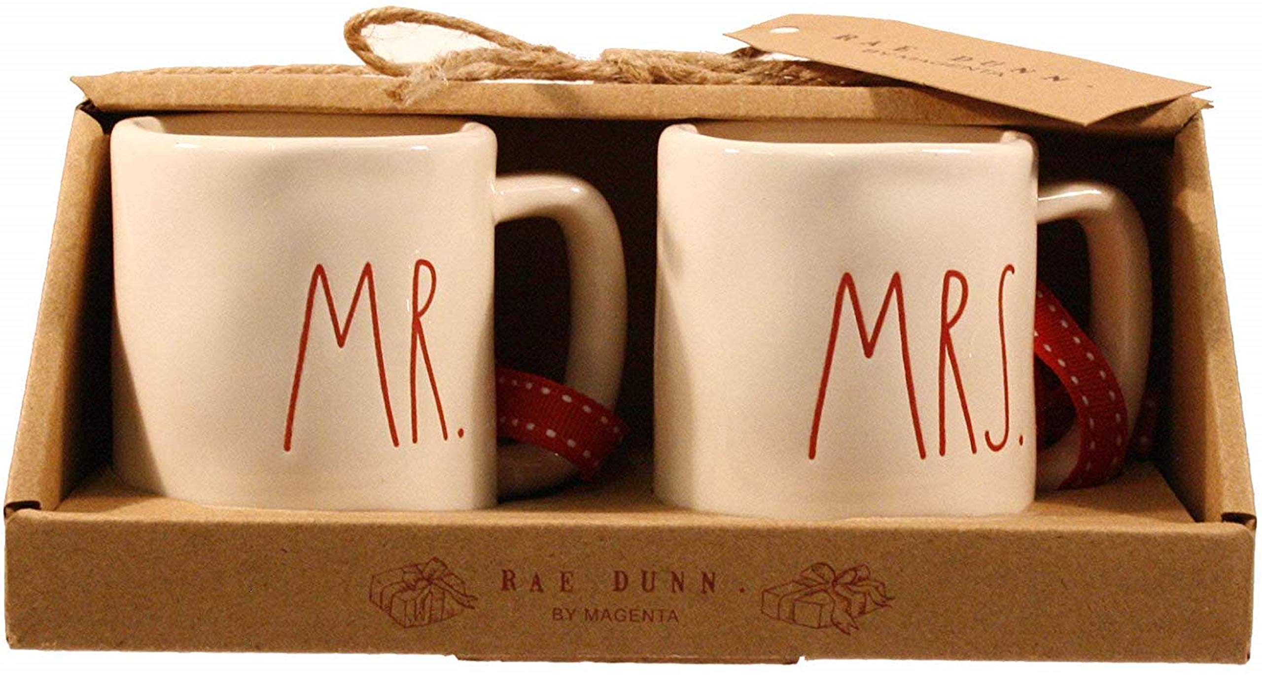 Rae Dunn Mini Mugs Ornaments - Mr. and Mrs. Ceramic Christmas Decor, Perfect for Holiday Tree Decorations, Gift for Couples, Wedding Favors, and Coffee Lover Gifts