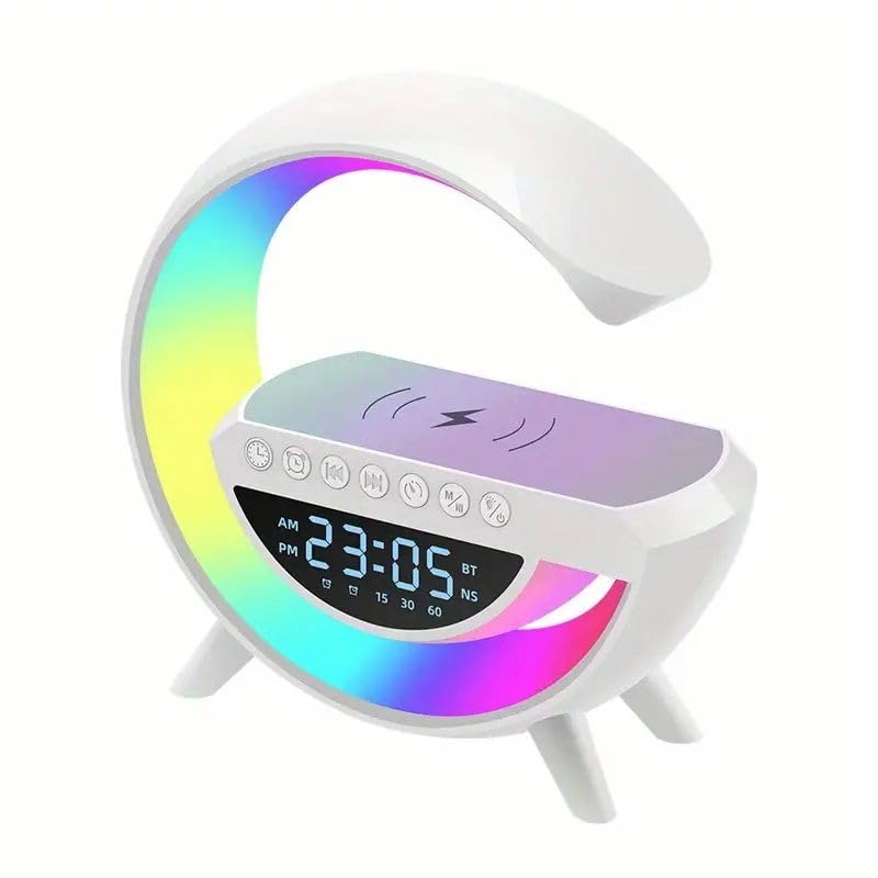 Wireless LED Speaker with Bluetooth, Clock, Lamp & Phone Charger - Portable Multi-Function Device for Home, Office, Outdoor Parties & Travel