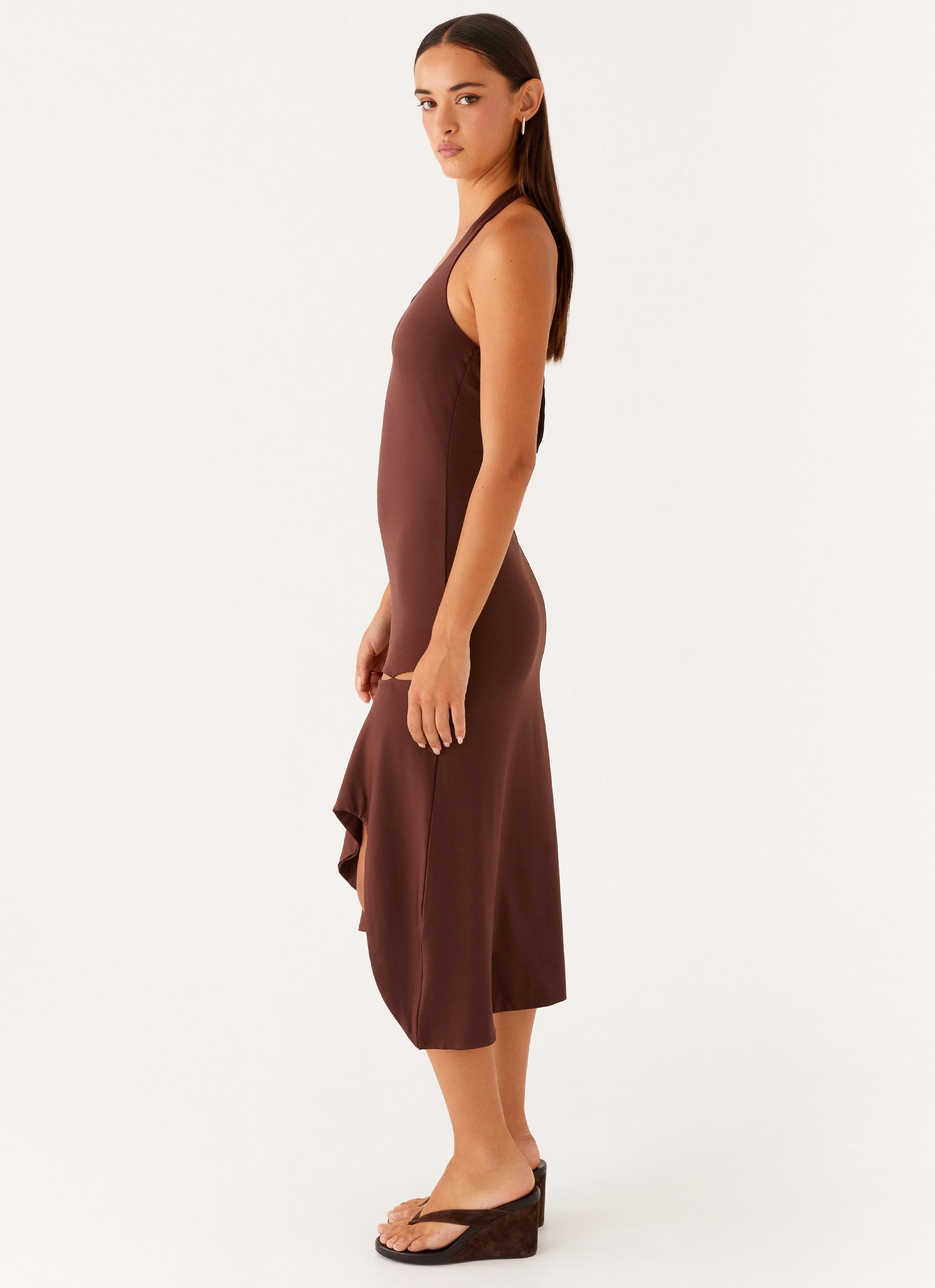 Fast Times Midi Dress - Flowy Chocolate Brown Summer Dress for Women | Casual & Party Wear | Perfect for Beach, Brunch & Date Nights