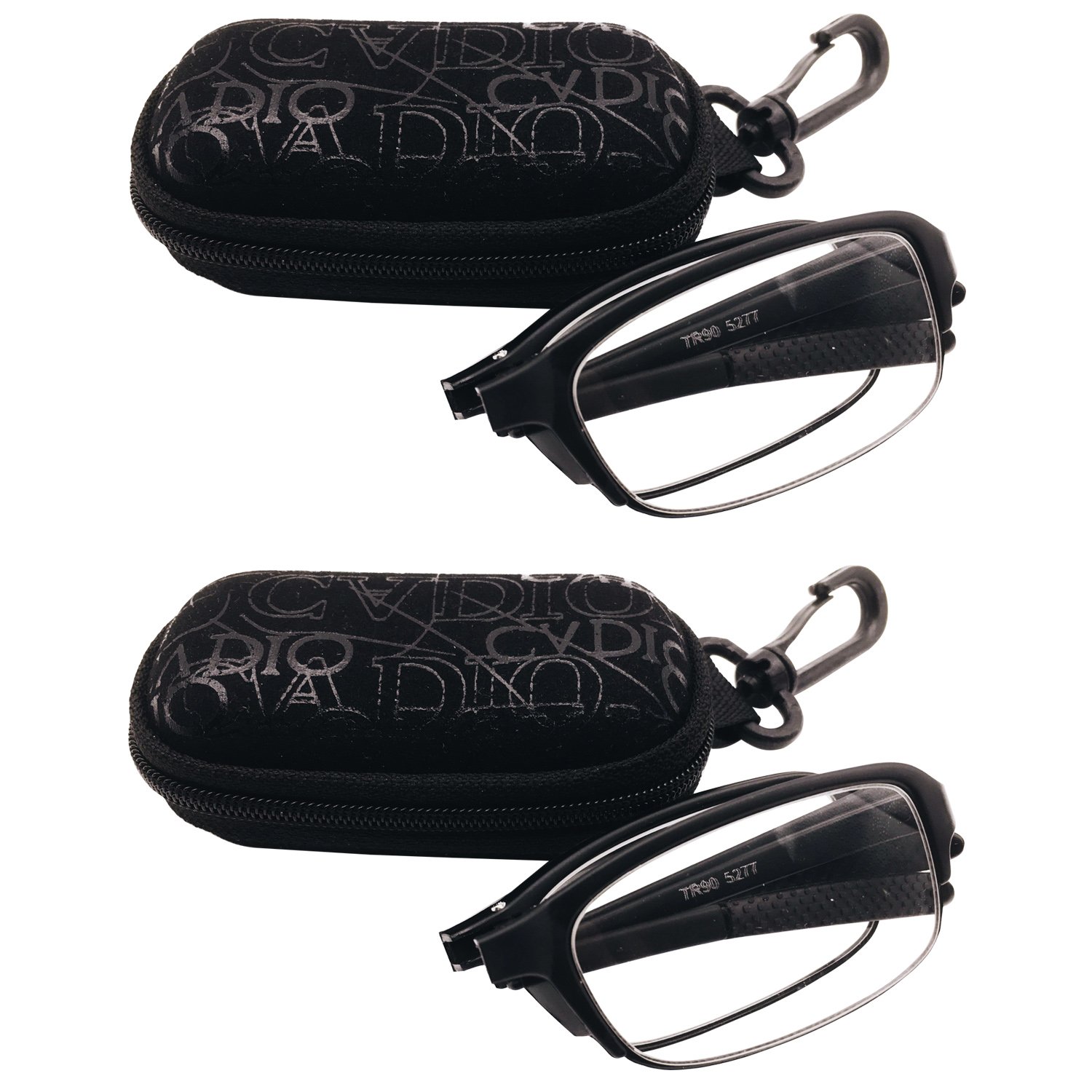 2 Pairs Lightweight Folding Reading Glasses with Hard Travel Case - Perfect for Reading, Travel & Everyday Use (1.0-3.5 Magnification)