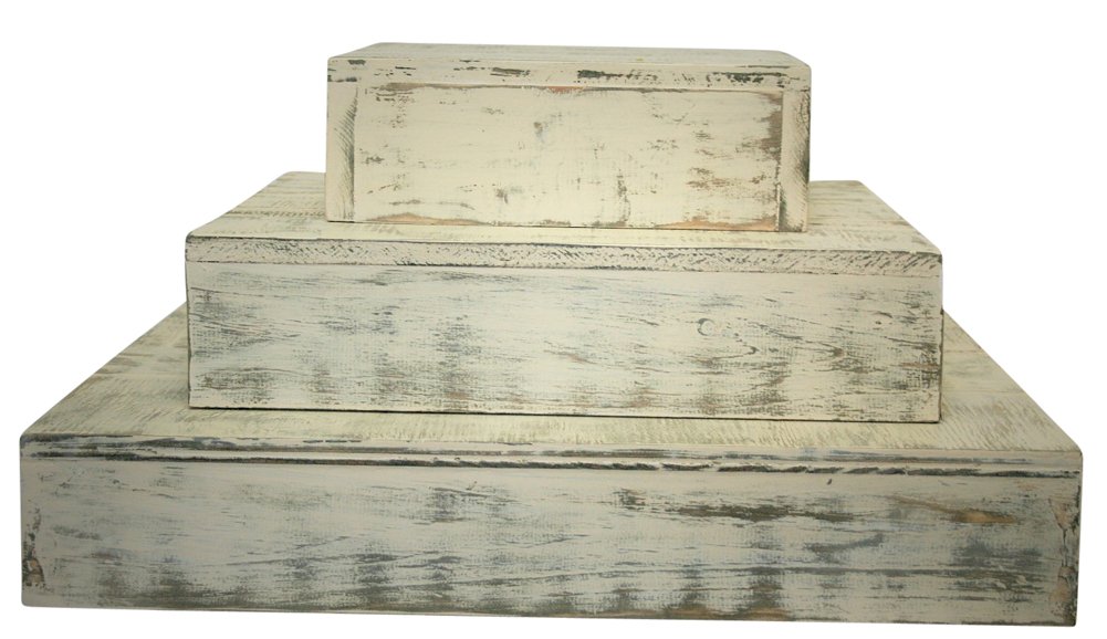 3-Tier Rustic Wooden Wedding Cake Stand - Farmhouse Country Barn Cupcake Display (Distressed Ivory) | Perfect for Rustic Weddings, Birthday Parties & Dessert Tables