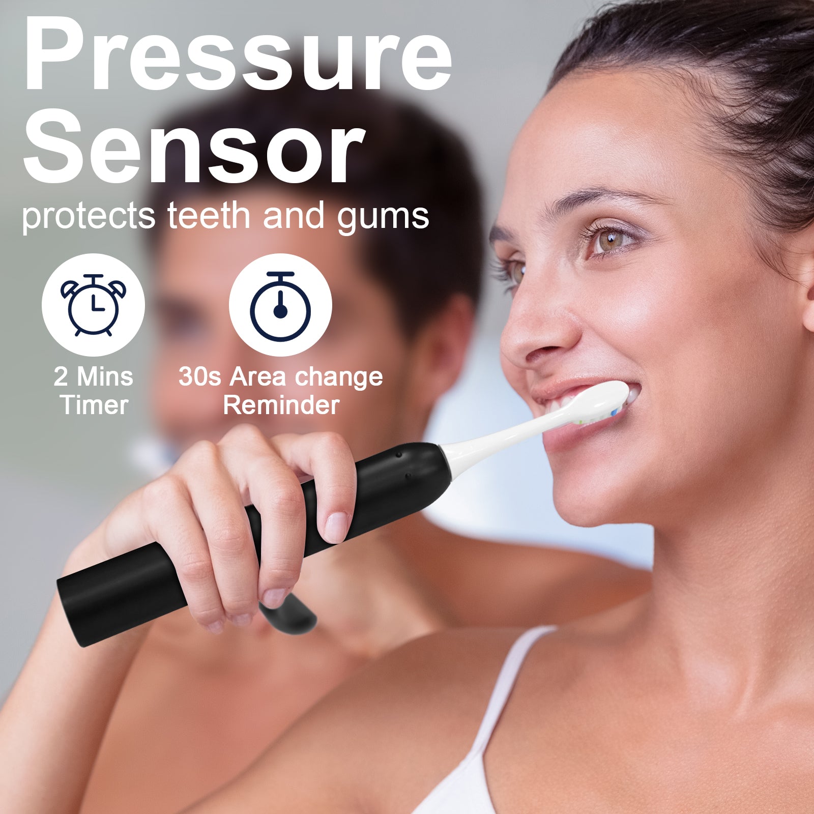 Mitimi T2405 Sonic Electric Toothbrush for Adults & Kids - 4 Brushing Modes, Smart Timer, IPX7 Waterproof - Perfect for Travel & Daily Oral Care (Black)