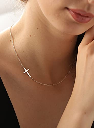 4-silver sideways cross necklace