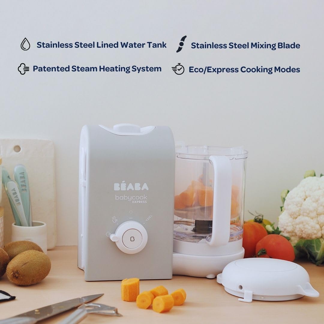 BEABA Babycook Express - Fastest Baby Food Maker & Steamer | Large Capacity 34 Servings in 15 Mins | Healthy Homemade Baby Food Processor | Baltic Blue | Perfect for Busy Parents & On-the-Go Meal Prep
