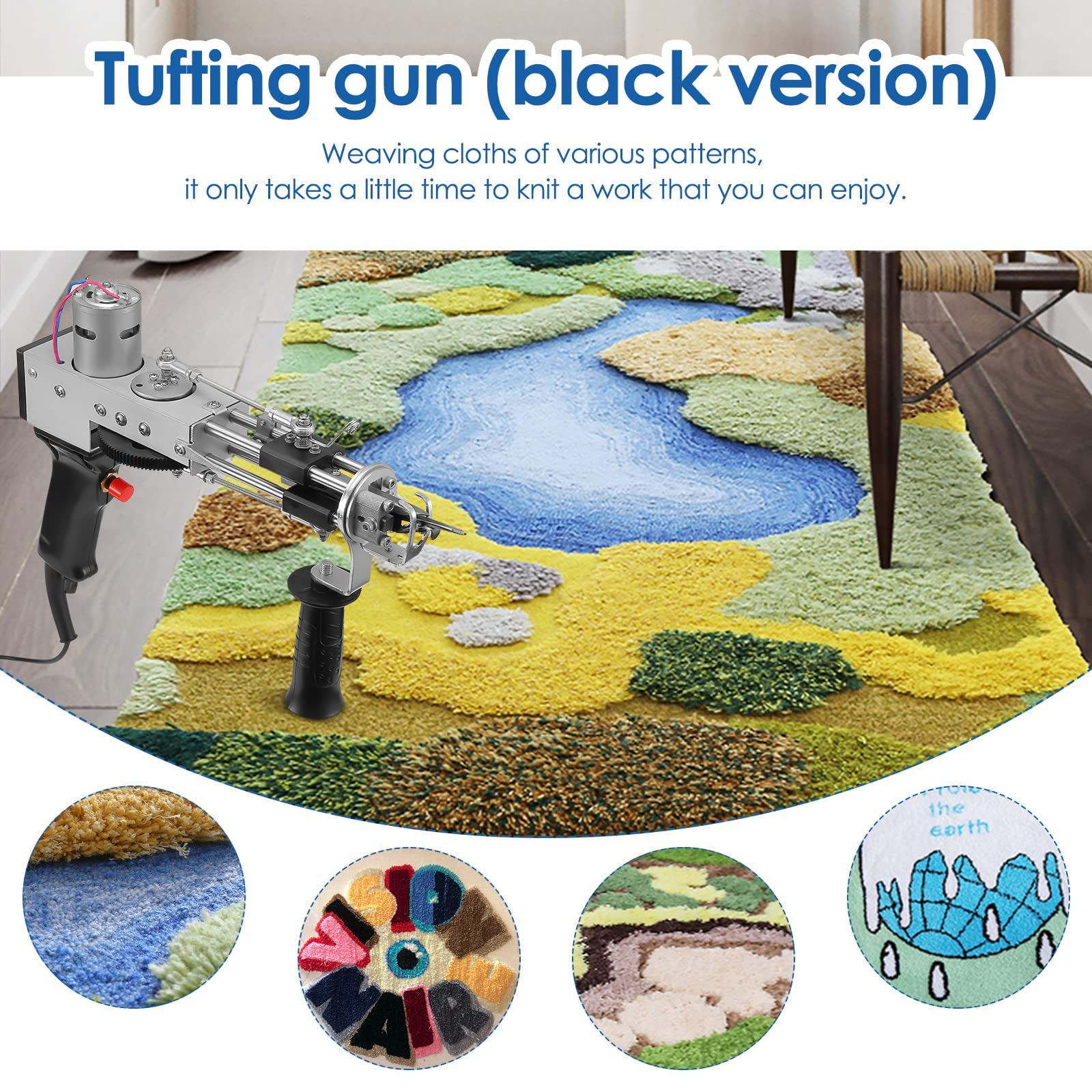 Electric Carpet Tufting Gun - Cut Pile Rug Tufting Machine with 2-in-1 Starter Kit for DIY Home Decor, Handmade Rugs & Craft Projects | Perfect for Beginners & Professional Artists