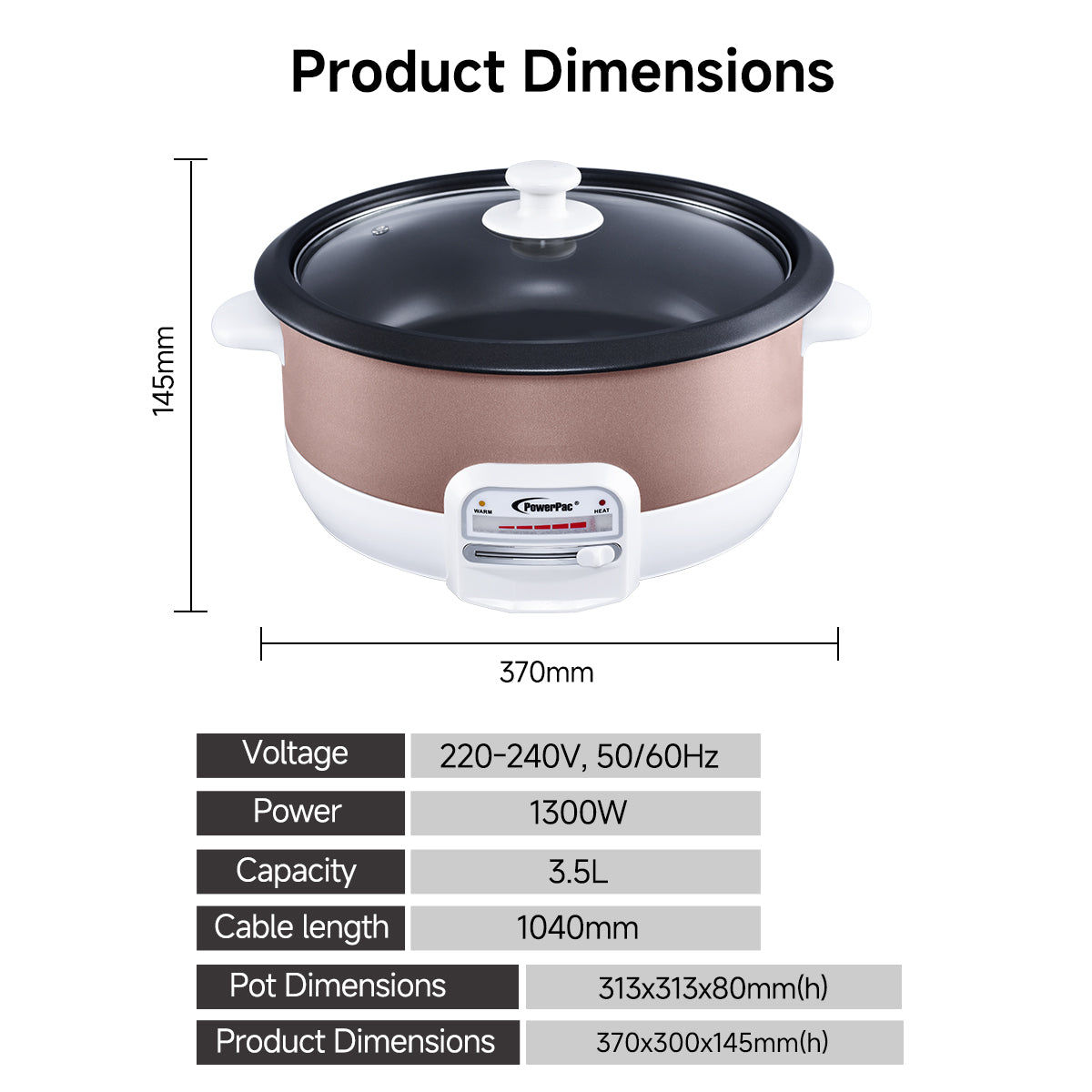 3.5L Steamboat & Multi-Cooker with Non-Stick Pot (PPMC28G) - Perfect for Asian Hot Pot, Soup, Rice & More | Ideal for Home Cooking & Family Gatherings