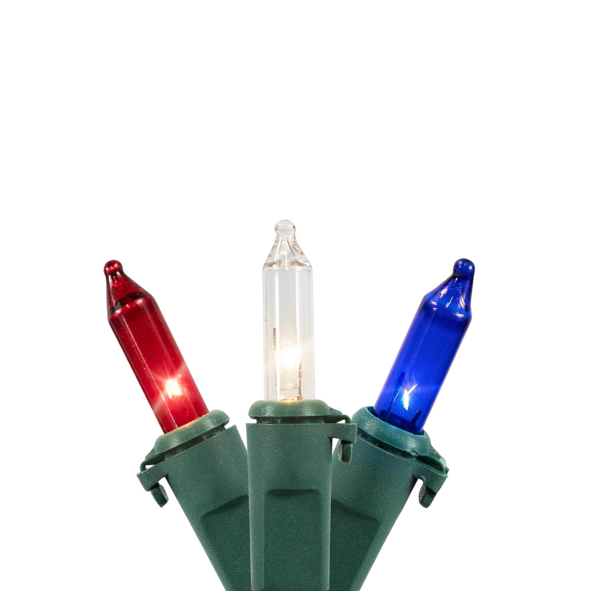 50ct Mini Christmas String Lights - Red, White & Blue Patriotic Decor - 10ft Green Wire for Holiday Tree, Party, Window & Outdoor Decorations