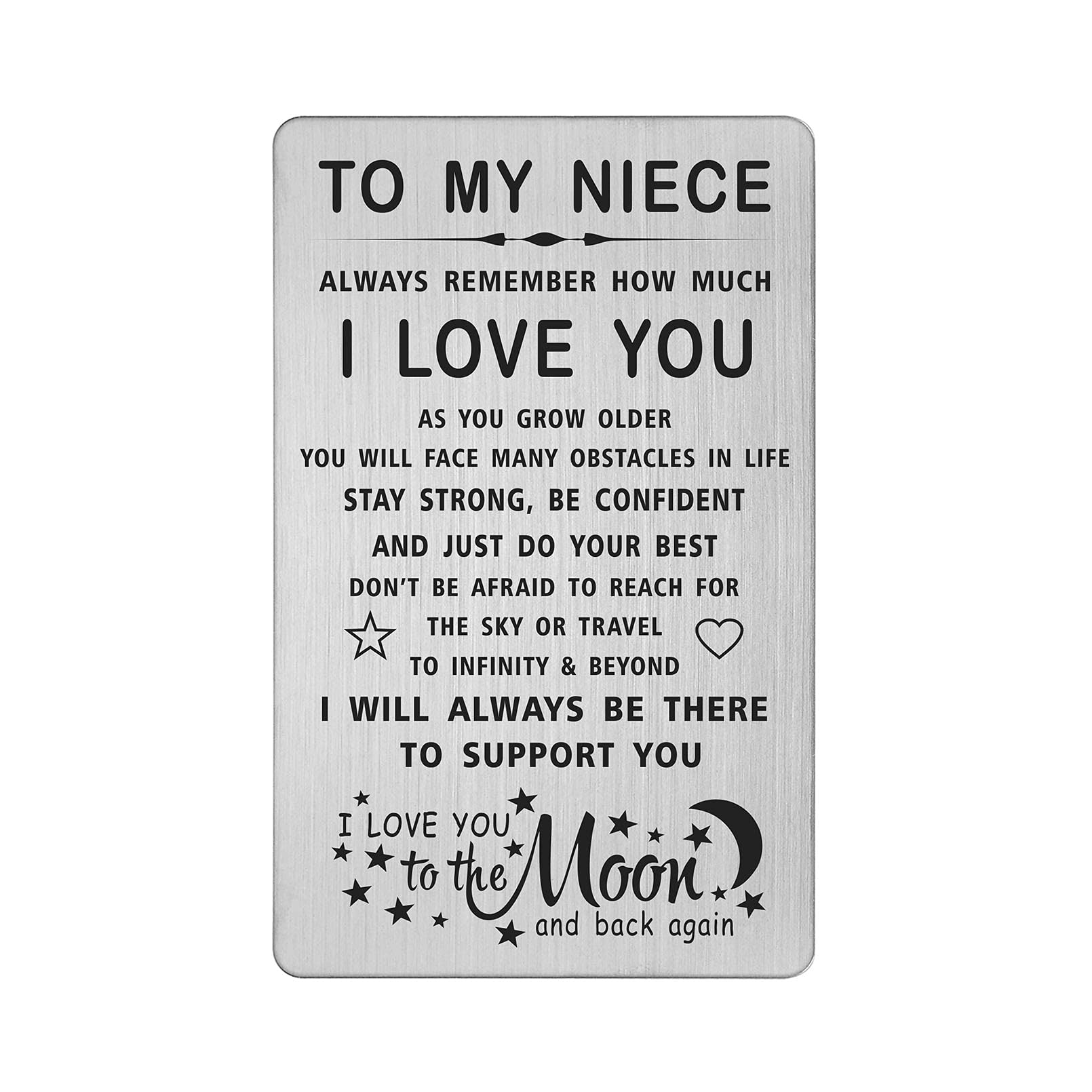 TANWIH I Love My Niece Metal Wallet Card Gift from Aunt & Uncle - Perfect for Birthday, Graduation, Christmas - Thoughtful Present for Special Occasions & Everyday Carry