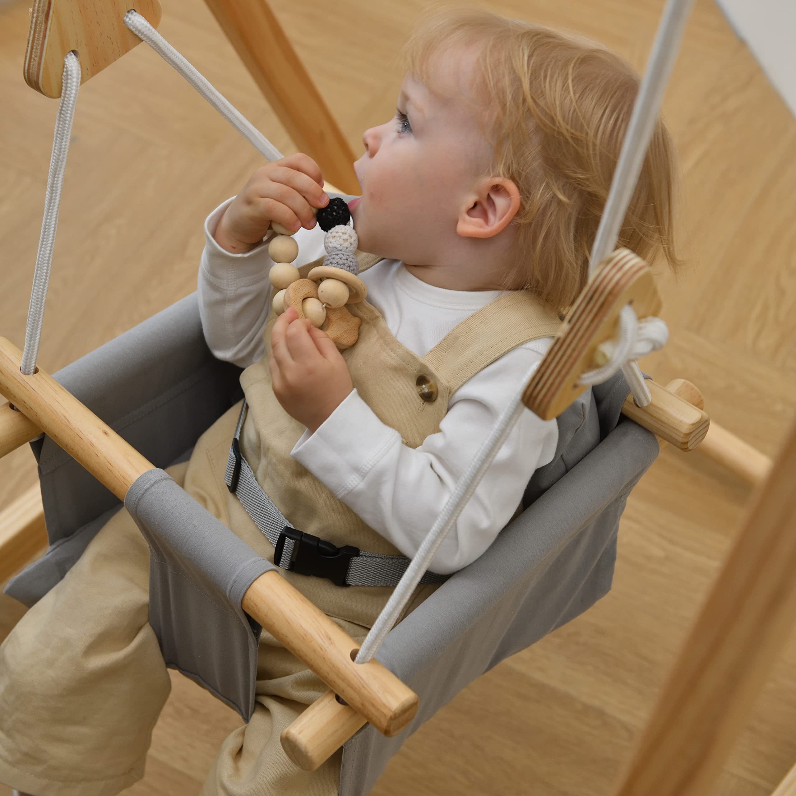 Avenlur Spruce Baby and Toddler Foldable Swing Set with Stand - Premium Montessori & Waldorf Style Indoor Swingset for Kids 6 Months to 3 Years - Safe & Sturdy for Home, Daycare, Preschool - Perfect for Playrooms, Backyards, and Sensory Development Activities
