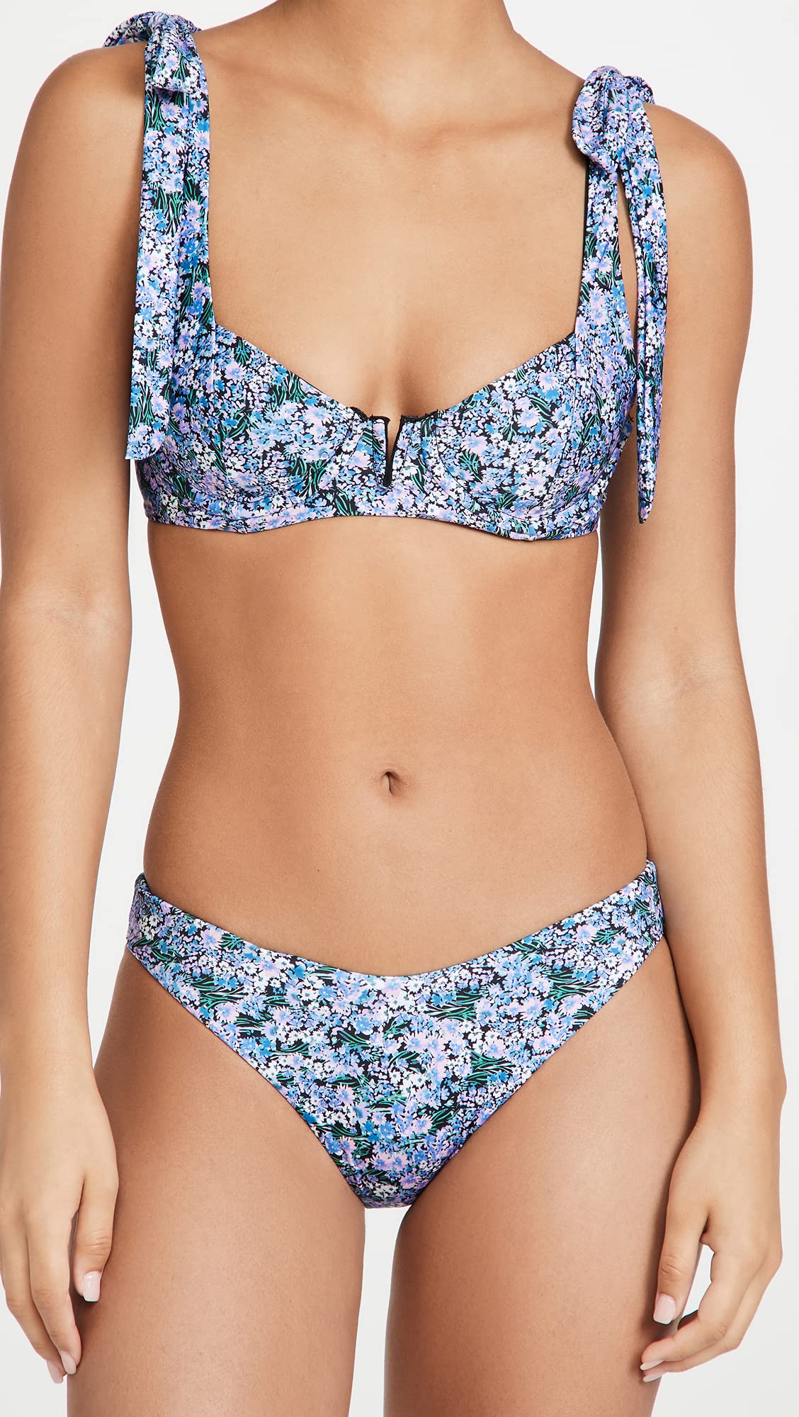 Beach Riot Women's Blair Bikini Top - Black Floral Print Swimwear Bikini Bra Size S | Perfect for Beach Vacations, Pool Parties & Summer Getaways