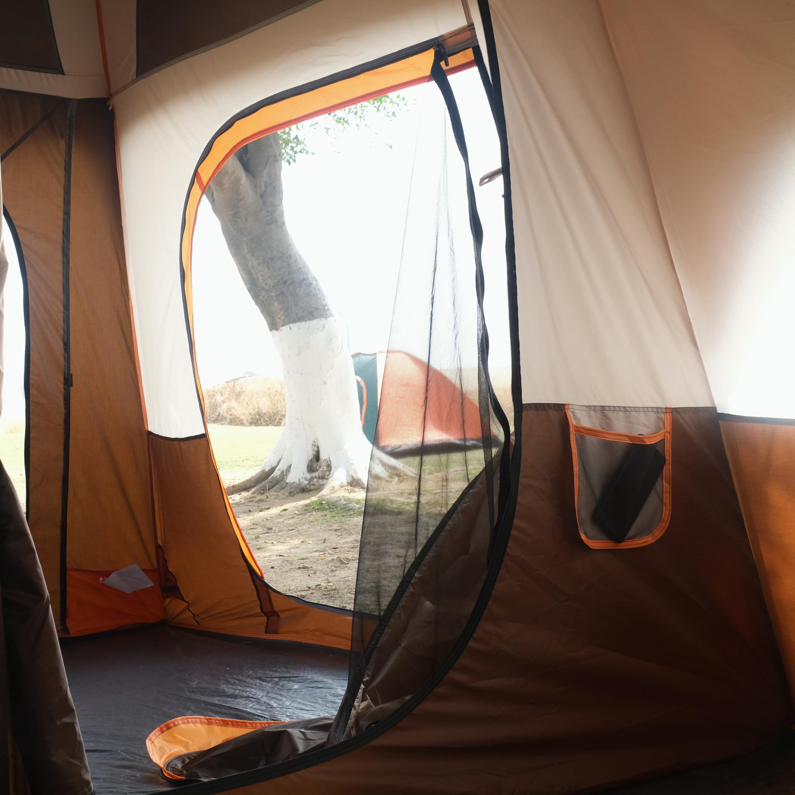 KTT Extra Large Family Cabin Tent for 10-12-14 People - 2 Rooms, 3 Doors & 3 Windows with Mesh, Straight Wall Design, Waterproof Double Layer - Perfect for Camping, Picnics, Outdoor Adventures & Family Gatherings