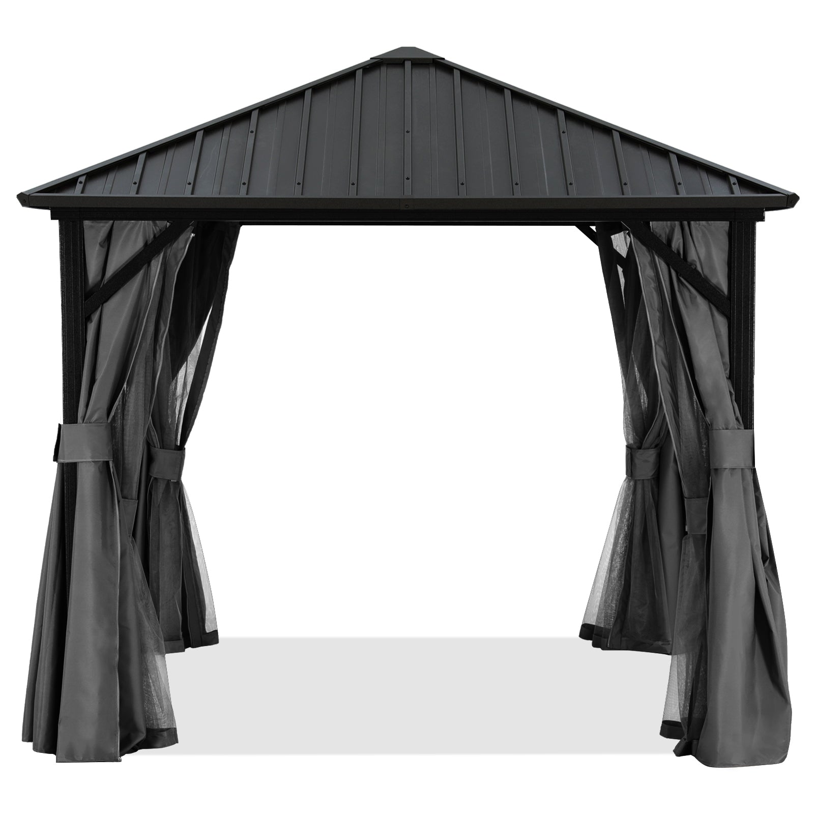 Durable Outdoor Hardtop Metal Gazebo with Netting & Curtain - 8x8, 10x10, 10x12, 12x12, 12x16, 12x20 - Permanent Backyard Canopy for Patio, Garden & Poolside Relaxation