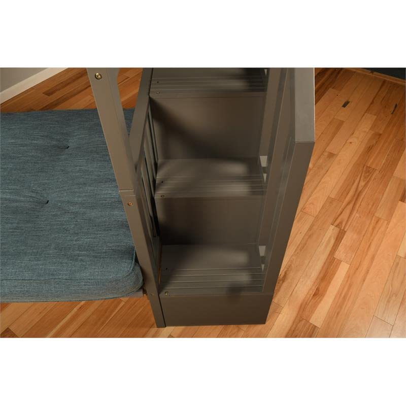 Kodiak Furniture Kelcie Twin/Full Wood Bunk Bed with Trundle & Storage Tray - Dark Gray - Space-Saving Kids Bedroom Solution for Sleepovers & Small Spaces
