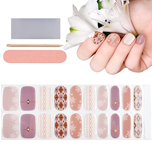 MRTREUP Christmas Semi Cured Gel Nail Strips - 20 PCS Holiday Gel Nail Wraps Kit with Nail File & Stick | UV Lamp Required for Long-Lasting Wear | Perfect for Christmas Parties, Gift Giving & Festive Nail Art