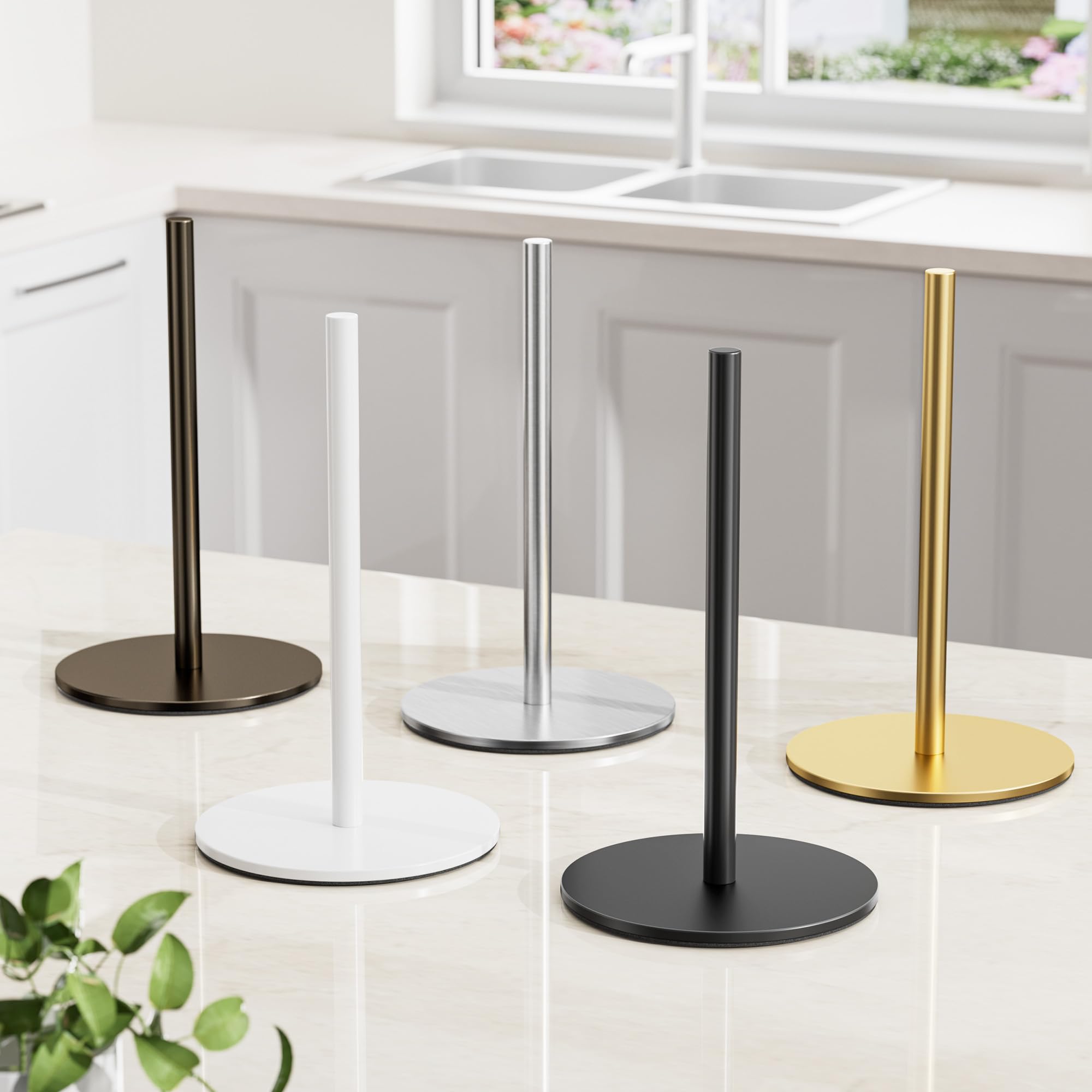 Stainless Steel Free-Standing Paper Towel Holder for Kitchen Countertop - Classic Black Kitchen Roll Organizer & Dispenser | Perfect for Home, Office, Restaurant Use