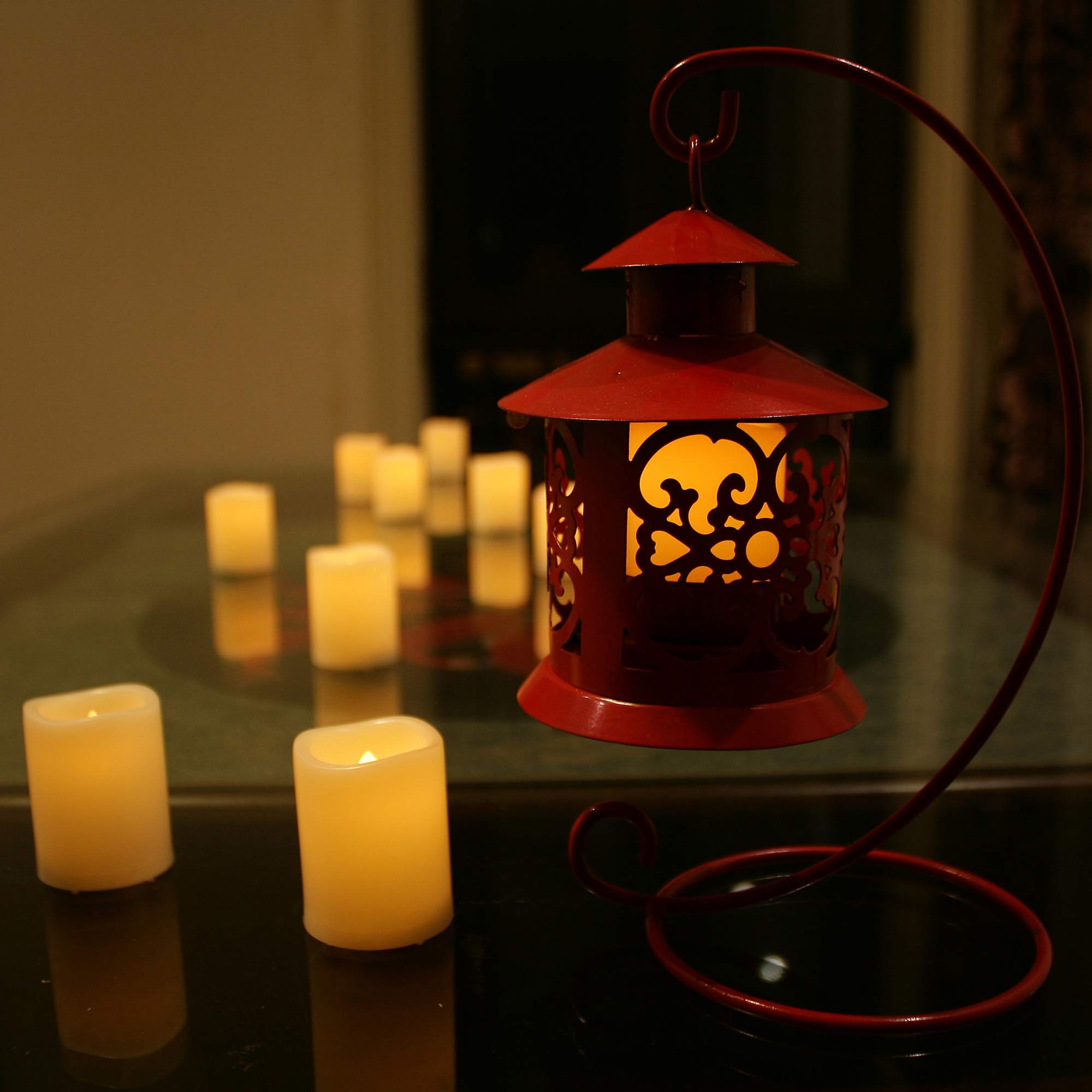 Flameless LED Battery Operated Votive Candles with Timer - 6 Pack Flickering Plastic Votive Lights for Home Decor, Wedding, Christmas, Halloween - Perfect for Centerpieces, Pumpkin Displays & Outdoor Garden Lighting (Batteries Included)
