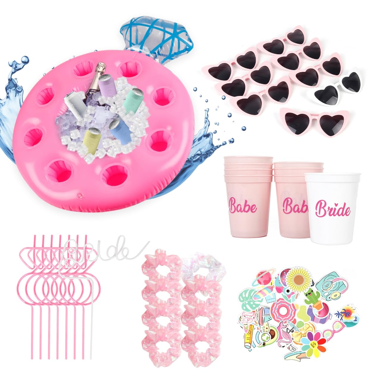 48-Piece Bachelorette Party Pool & Beach Set - Bridesmaid Gifts, Decorations, Hair Ties & Scrunchies - Perfect for Bachelorette Parties, Beach Getaways & Poolside Celebrations