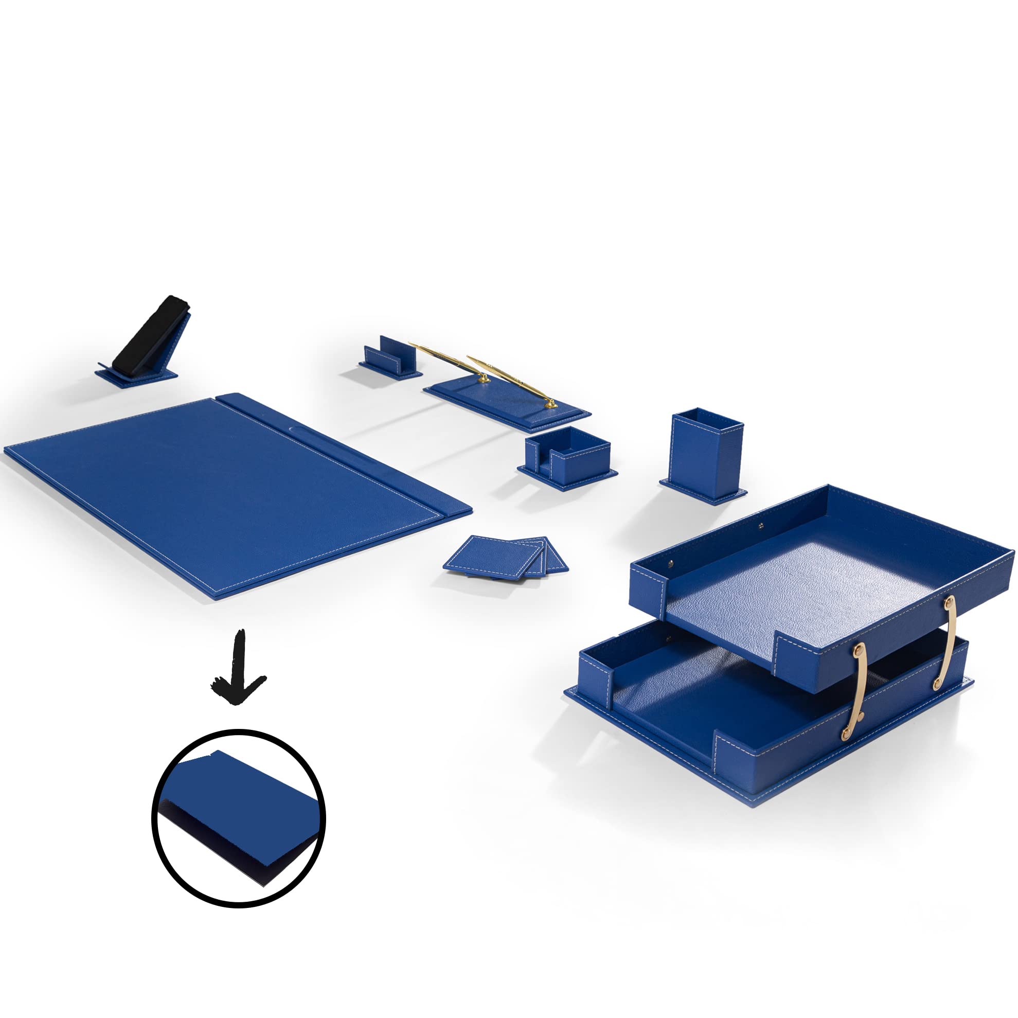 Premium MOOGCO Bonded Leather Desk Pad Set - Luxurious Office Desk Organizer with Pen Holder & Accessory Tray | Perfect for Home Office, Executive Desks & Workspace Organization