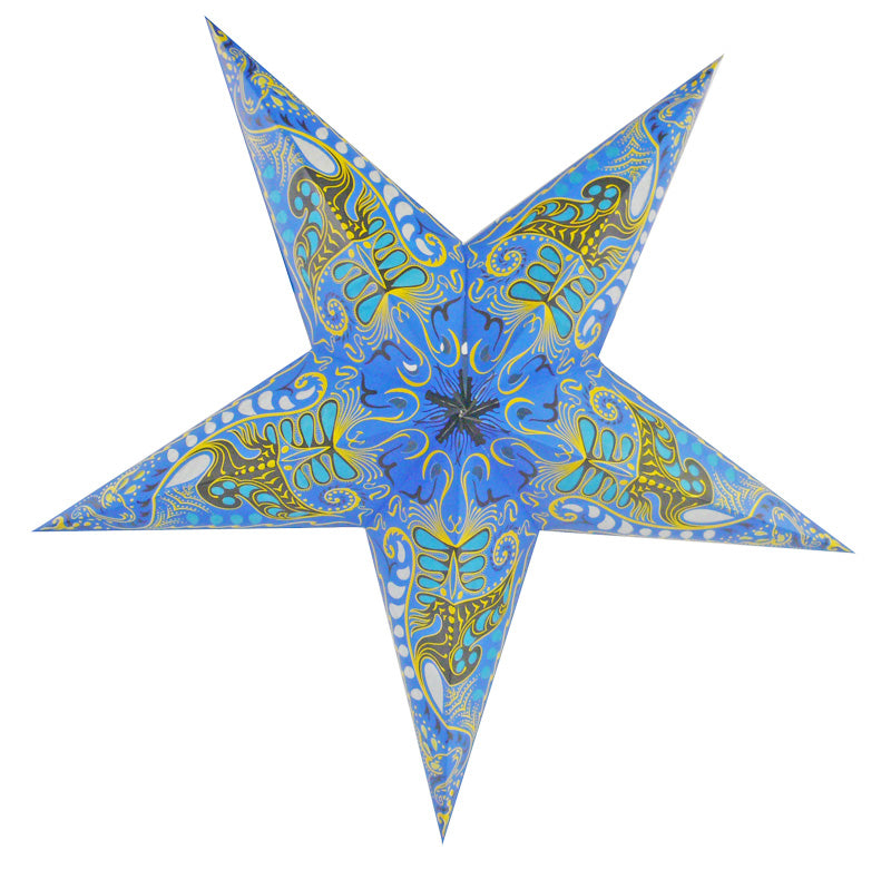 24 Pack Blue Oriental Swan Paper Star Lanterns - Hanging Wedding & Party Decorations for Indoor/Outdoor Events, Baby Showers, Chinese New Year Celebrations