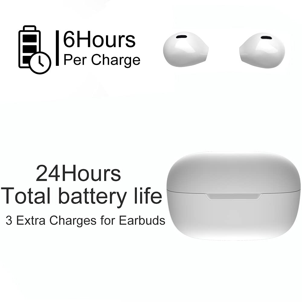Mini Wireless Bluetooth Earbuds - Small Semi In-Ear Headphones with Charging Case, Hands-Free for iPhone & Android (Black) | Perfect for Gym, Running, Commuting & Work Calls