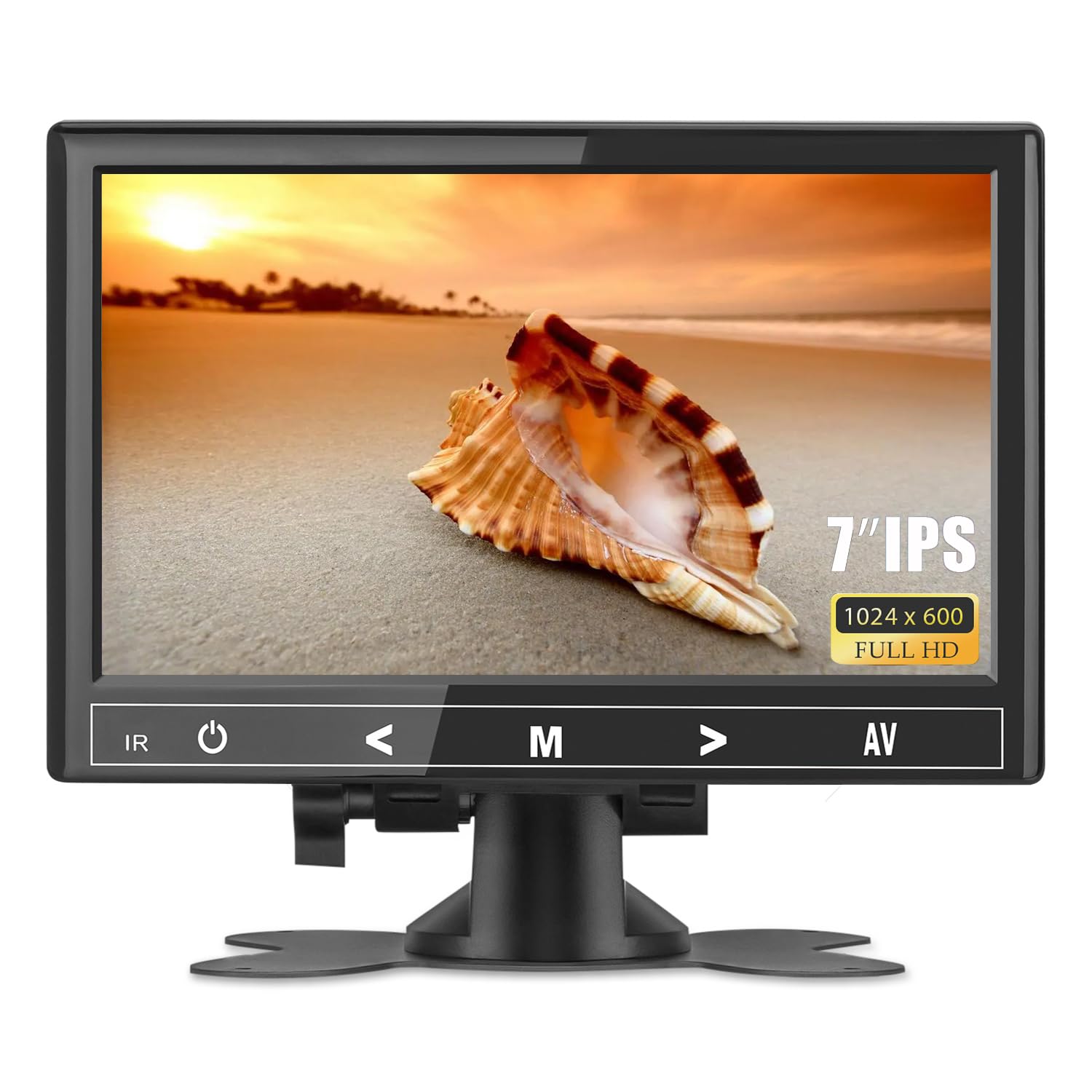 7 Inch Mini Monitor with 1024x600 IPS Display, HDMI & VGA Inputs, Built-in Speakers & Earphone Jack, Remote Control for PC, CCTV, Raspberry Pi, Security Camera, Gaming, and Home Office Use