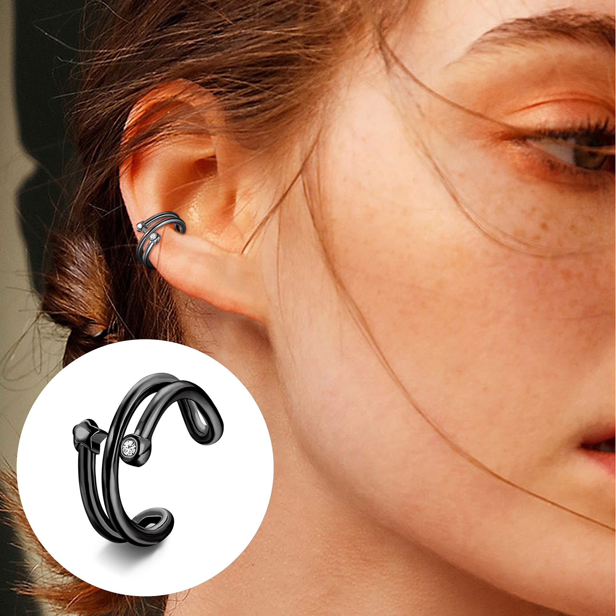 16Pcs Non-Piercing Ear Cuffs for Women & Men - Adjustable Clip-On Cartilage Helix Wrap Earrings Set | Perfect for Parties, Weddings & Everyday Fashion Accessories