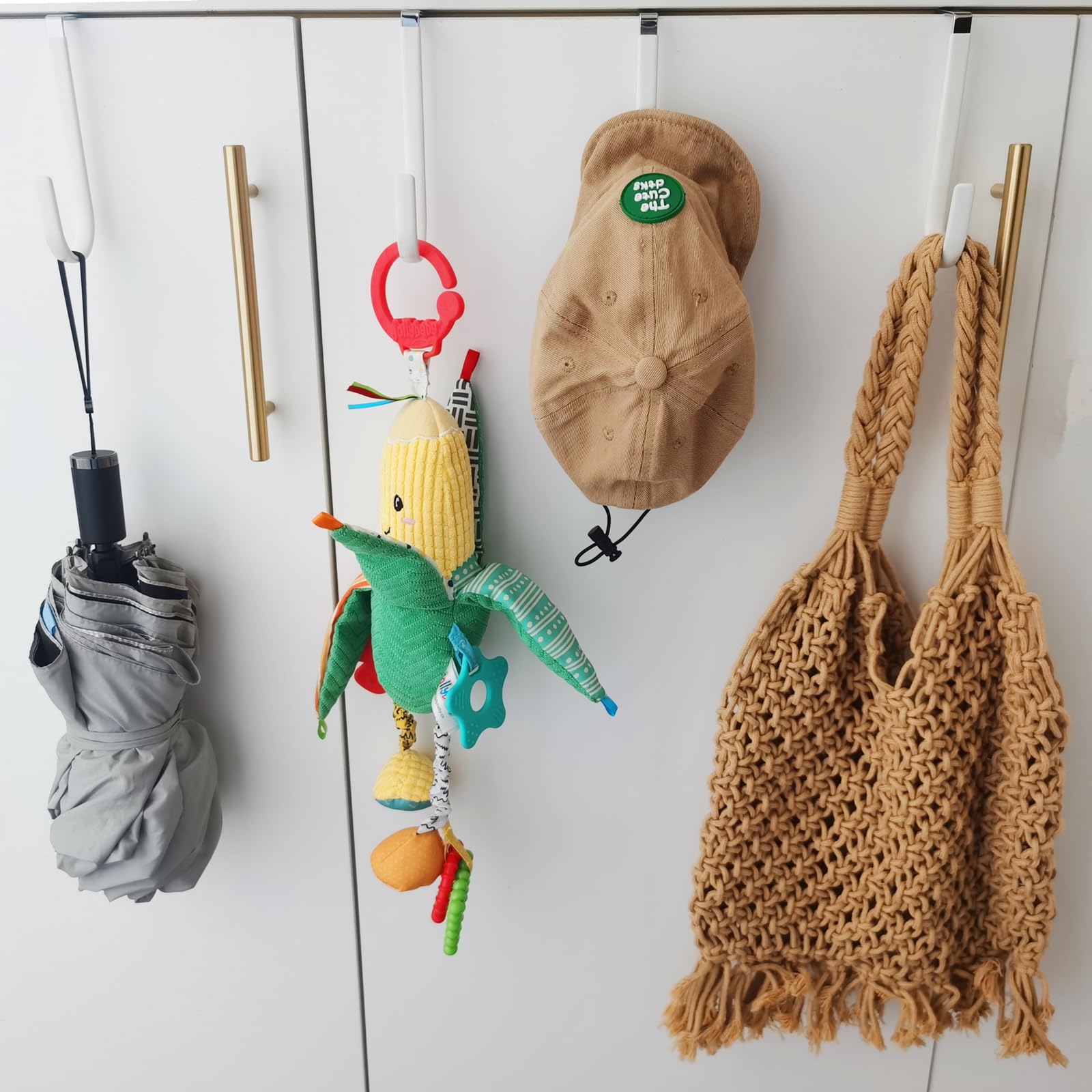 Heavy Duty Over the Door Hooks 6-Pack - Soft Rubber Coated Hangers for Hats, Bags, Keys & Coats - No Scratch Door Organizer for Bedroom, Kitchen & Bathroom - Perfect for Home, Office & Dorm Organization (White)
