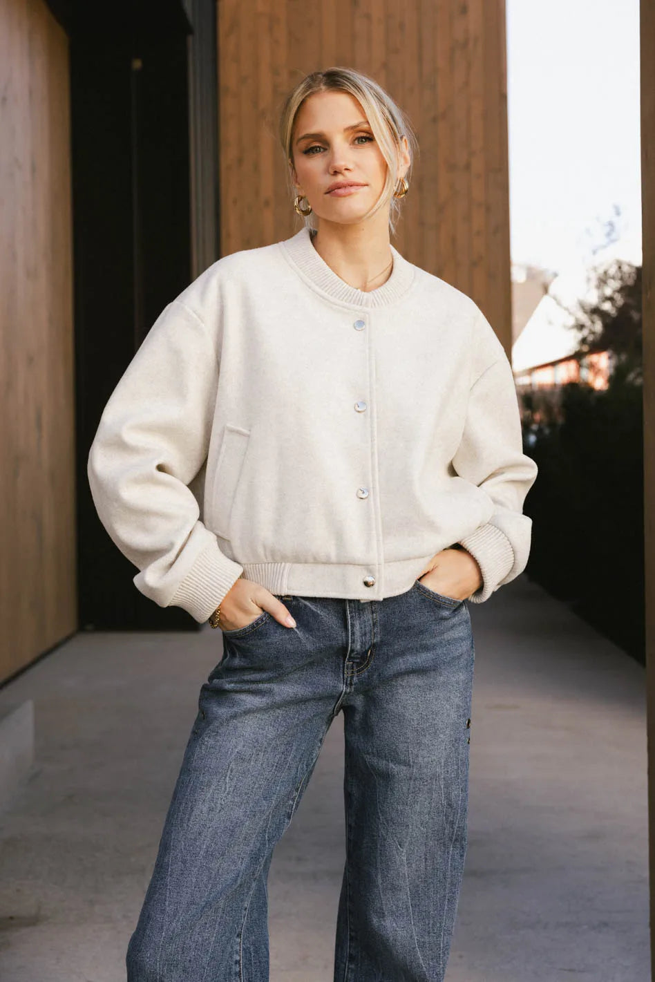 Premium Molly Bomber Jacket in Oatmeal - Cozy Lightweight Outerwear for Women | Perfect for Fall & Winter Layering, Casual Outings & Travel | FINAL SALE