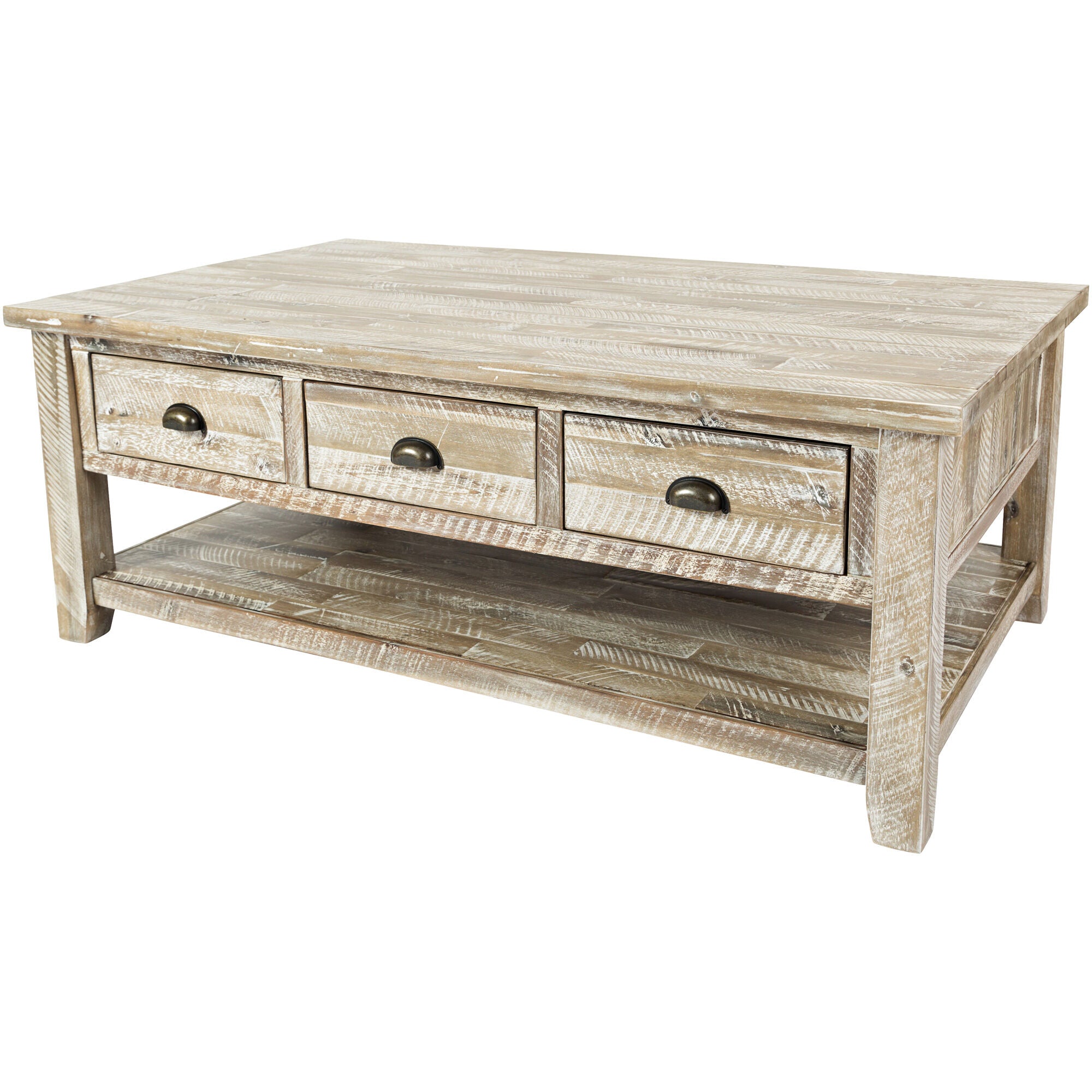 Handcrafted Wooden Coffee Table - Solid Oak Rustic Living Room Furniture for Home Decor & Cozy Gatherings