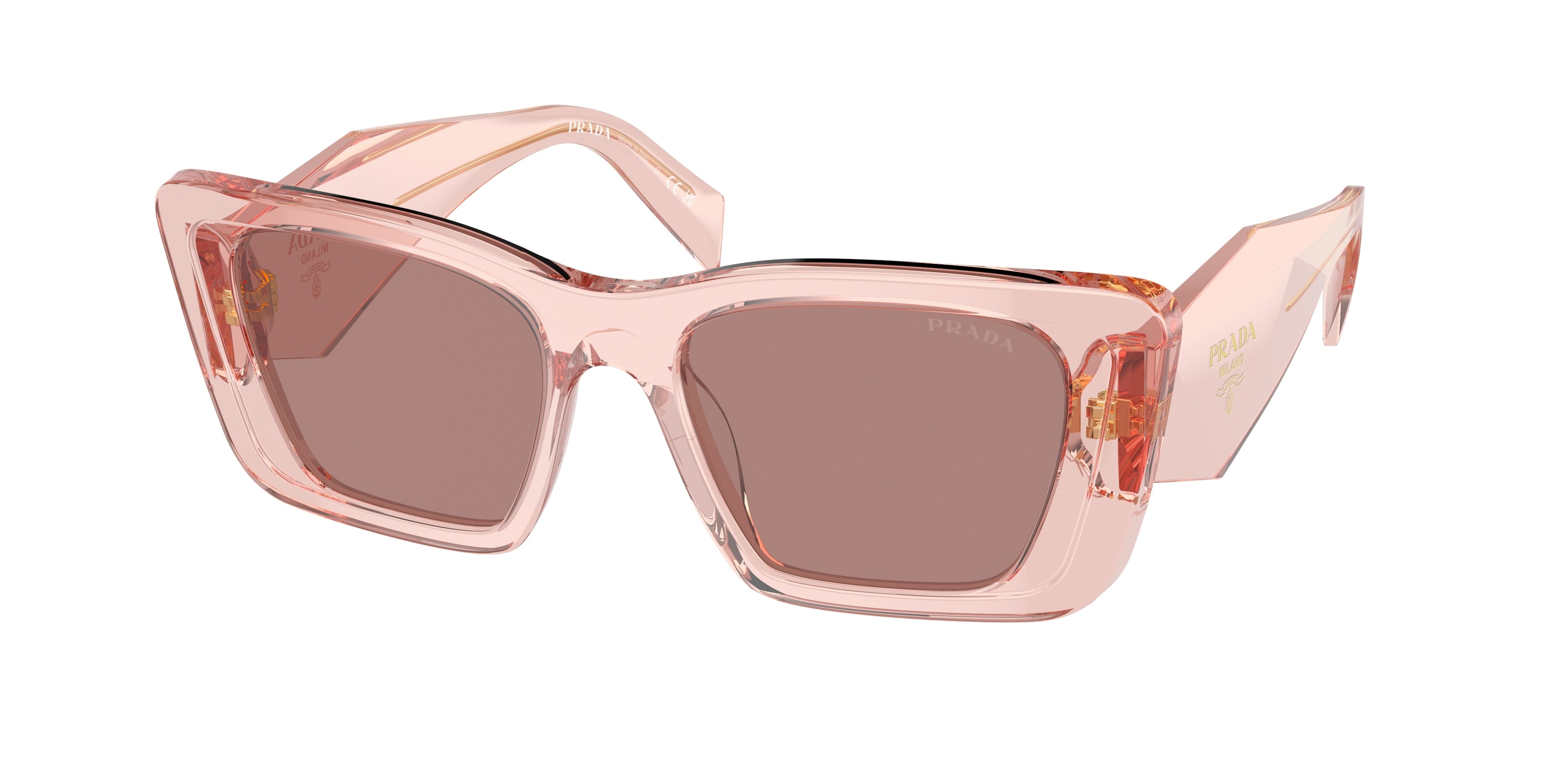 Prada PR08YS Cat Eye Sunglasses for Women - Transparent Peach Frame with UV Protection - Perfect for Beach, Driving & Fashion Outfits