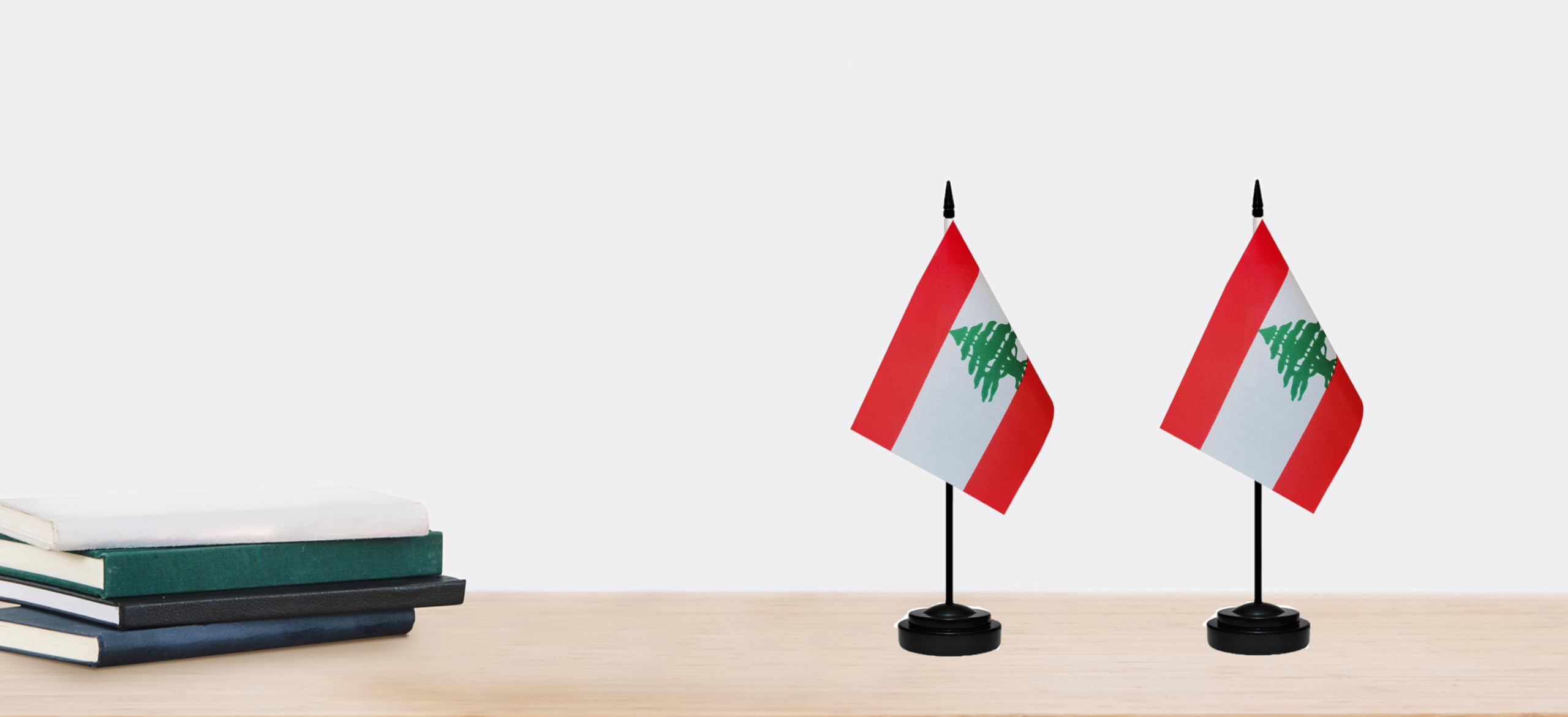 Premium 2-Pack Mini Lebanon Lebanese Desk Flags - 13