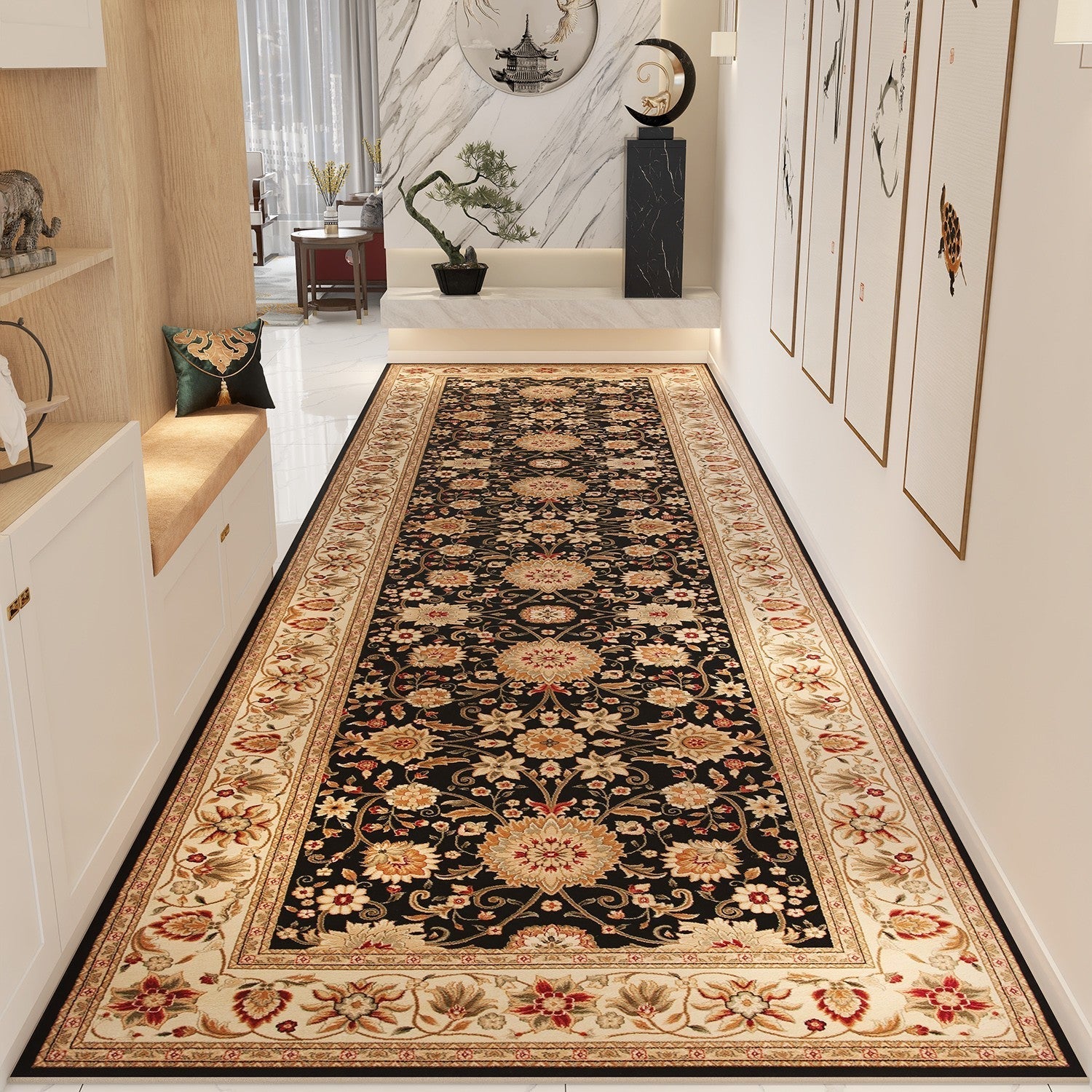 Extra Long Narrow Hallway Runner Rugs - Non-Slip Washable Kitchen & Entryway Rugs - Colorful Persian Style Bedside Carpet for Home Decor - Perfect for Hallways, Kitchens, Bedrooms & Entryways