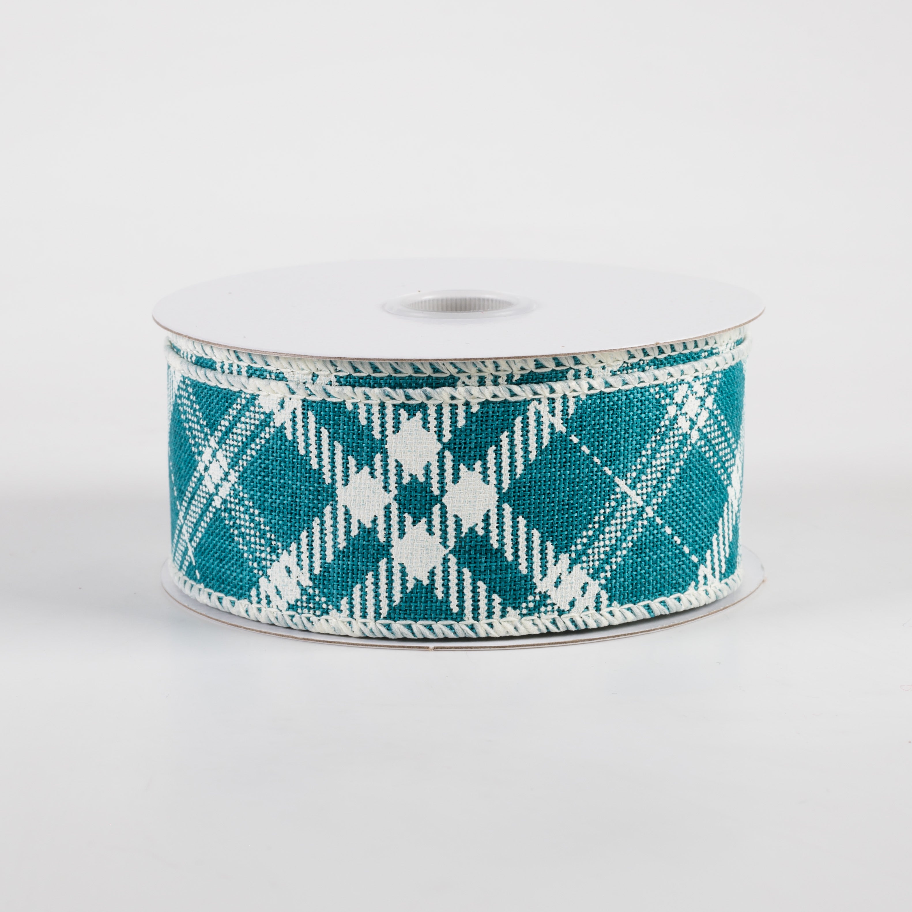 1.5 Inch Linen Hazel Diagonal Plaid Ribbon - Teal Blue (10 Yards) for Gift Wrapping, DIY Crafts, Hair Bows, and Scrapbooking