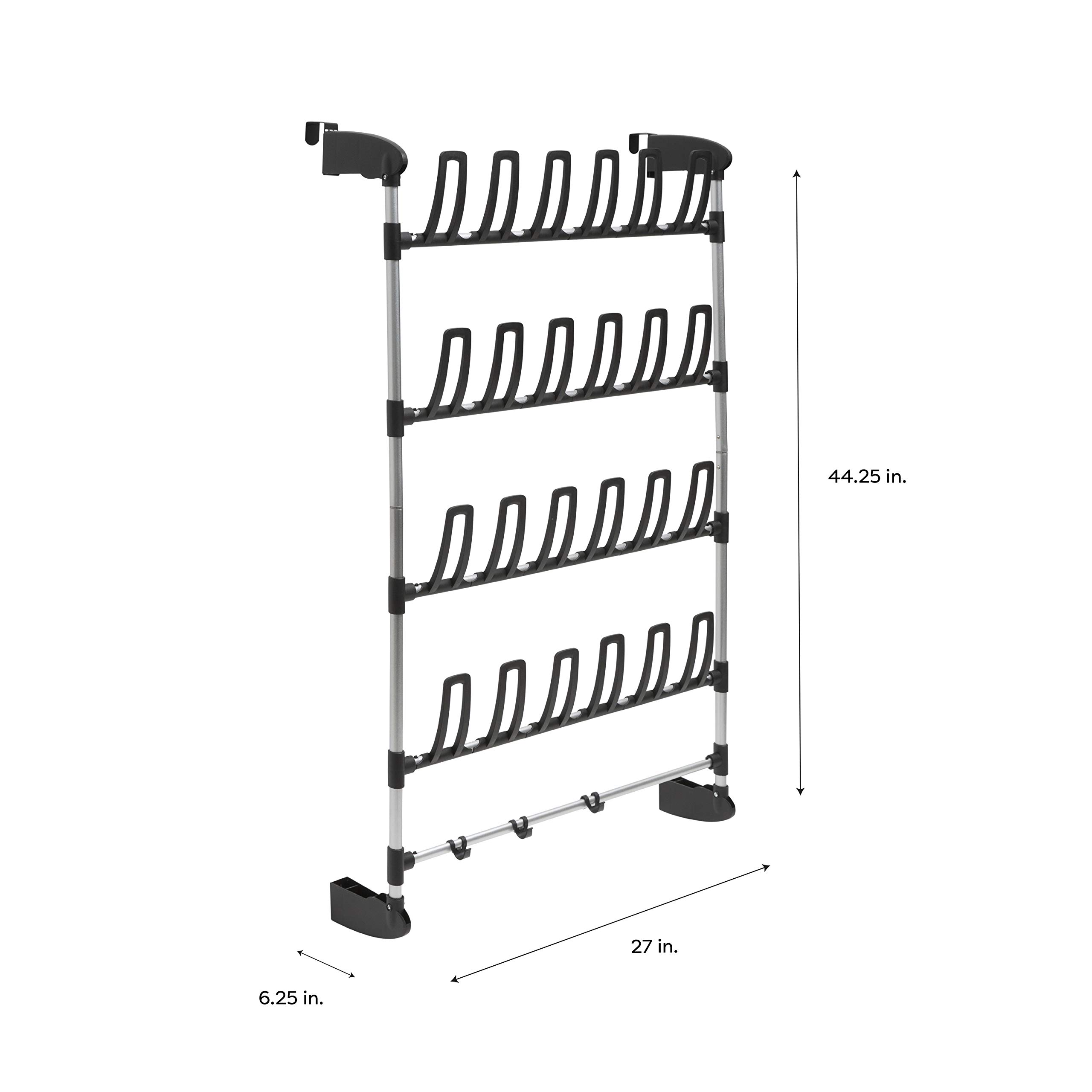 Neu Home Over The Door 12 Pair Shoe Organizer with Bottom Bar Bag Holder - Space Saving Closet Storage for Entryway, Bedroom & Dorm Organization