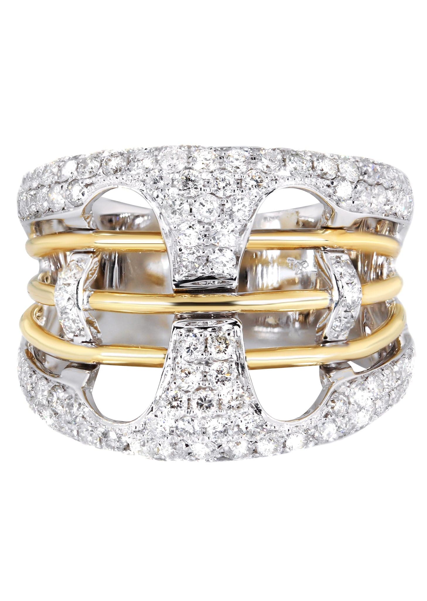 14K White Gold Ladies Diamond Cocktail Ring - 1.87 Carats Total Weight - 9.25 Grams - Perfect for Evening Parties, Weddings & Special Occasions