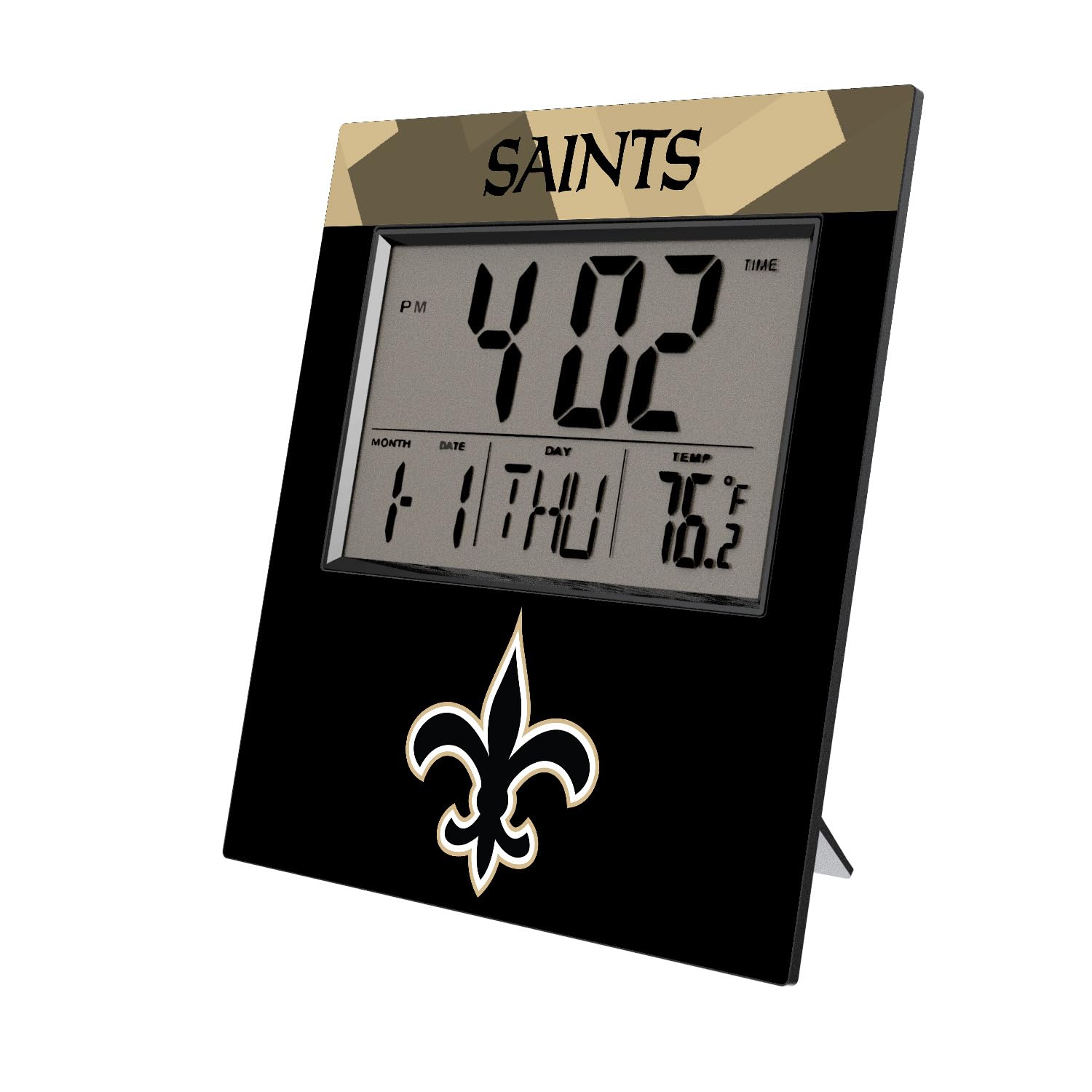 NFL Cross Hatch Digital Desk Clock - LED Display Alarm Clock with Date & Temperature - Perfect for Office, Home, and Sports Fan Gifts