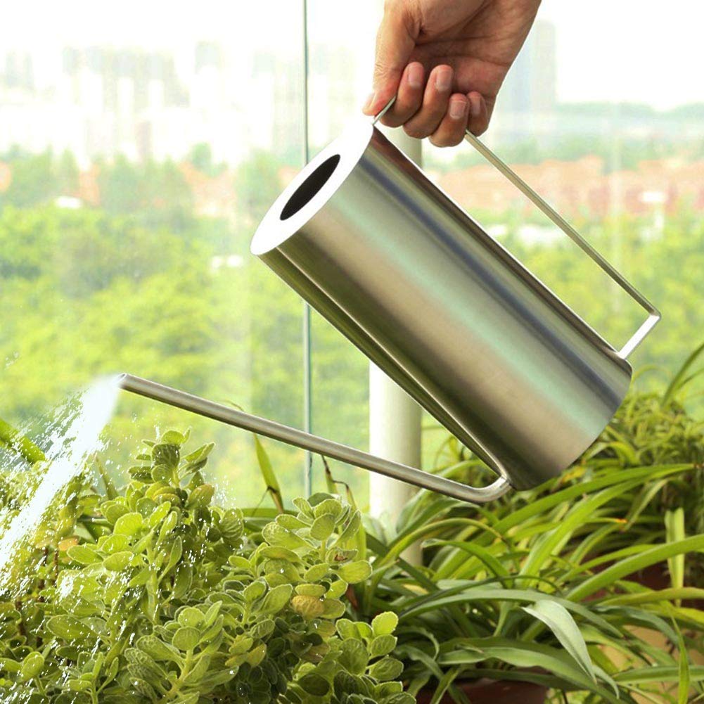 VBESTLIFE 1.5L Stainless Steel Watering Can - Large Capacity Outdoor Garden Watering Pot with Durable Design for Home Plants, Flowers & Lawn Care | Perfect for Balcony, Patio, and Backyard Gardening