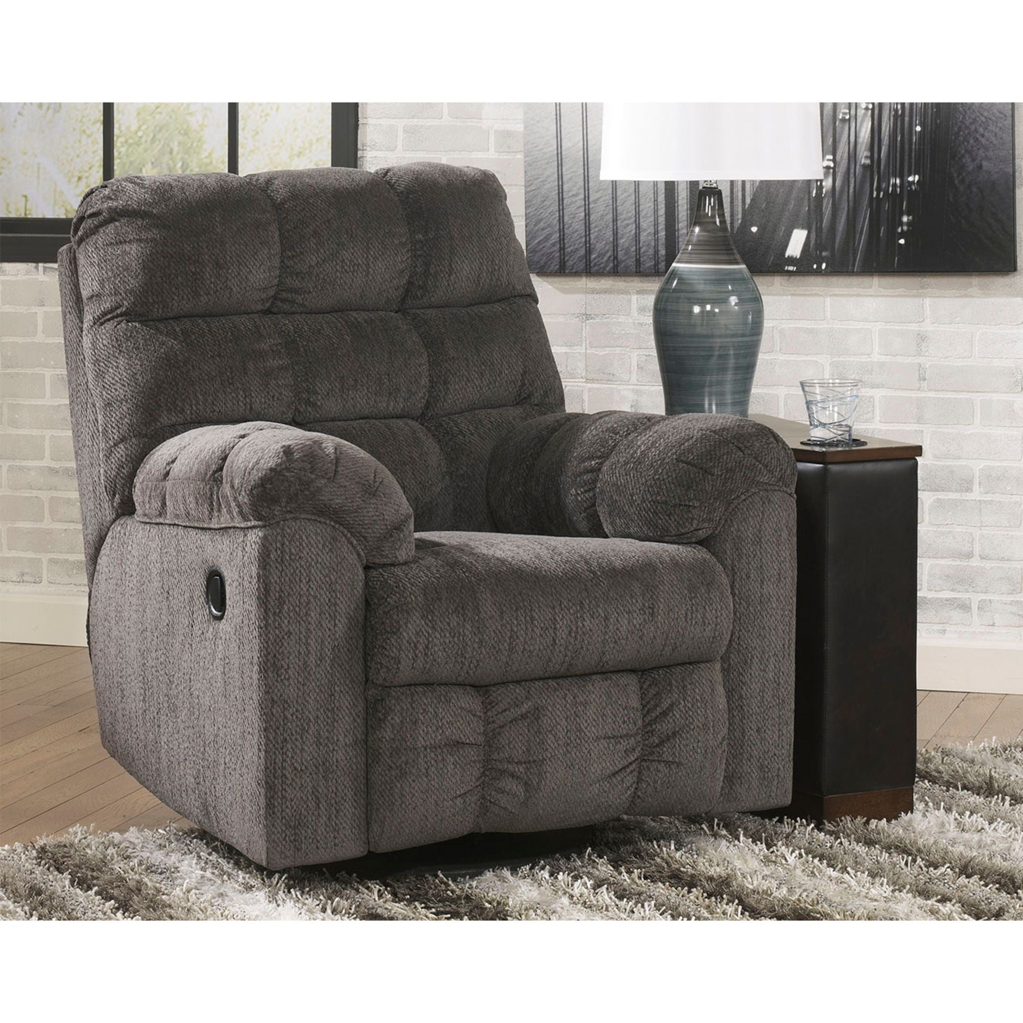 Acieona Swivel Rocker Recliner Chair - 360° Swivel, Power Lift, Padded Armrests, Slate Gray Fabric - Perfect for Living Room, Home Theater & Elderly Comfort