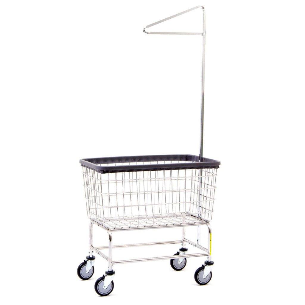 Large Capacity Laundry Cart with Single Pole Rack - Foldable Clothes Hamper for Home, Dorm & Laundry Room Organization