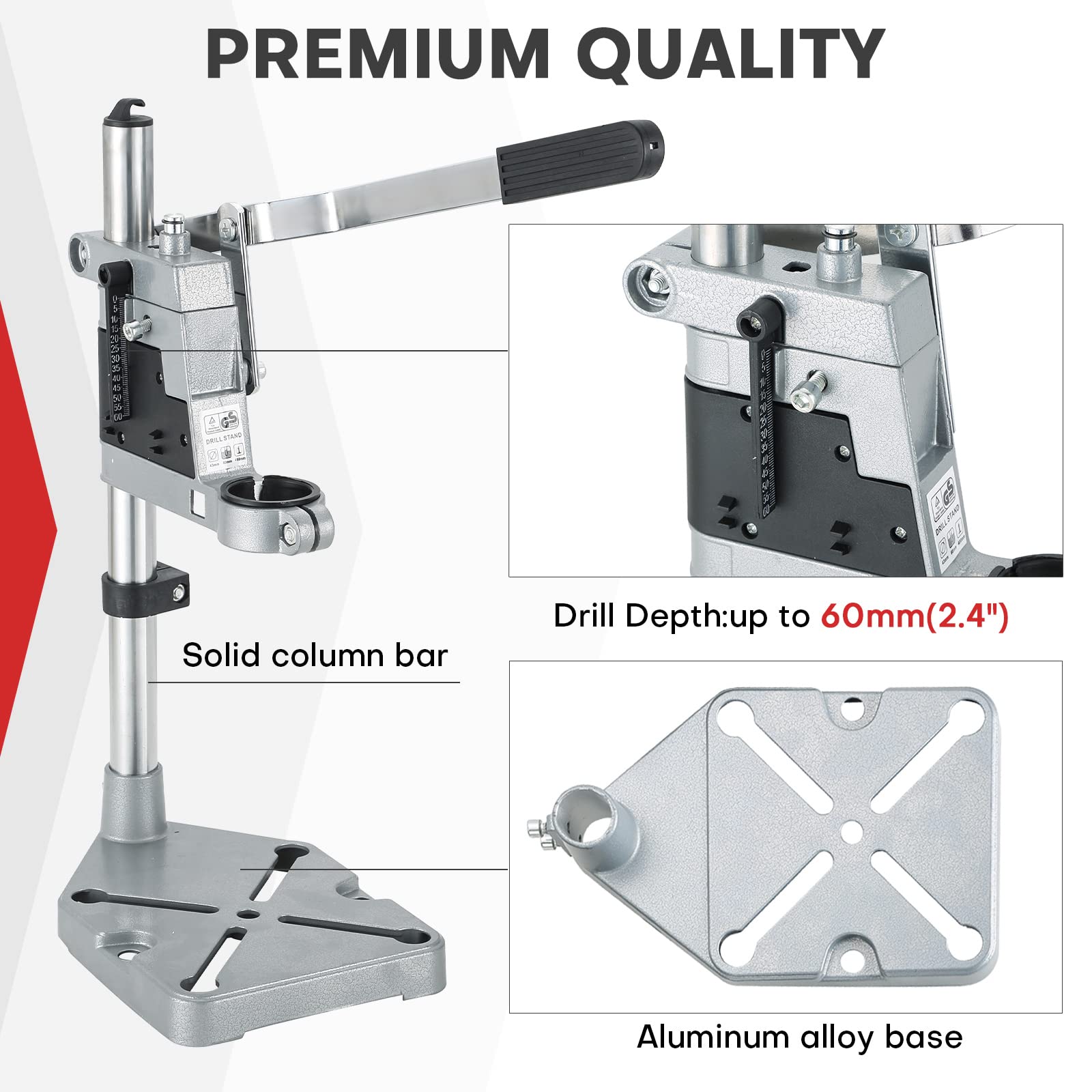 MAOPINER Universal Electric Drill Press Stand - Heavy Duty Bench Clamp for Hand Drills | Precision Drilling Workstation for Woodworking, Metalworking & DIY Home Repairs | Compatible with Most Power Drills