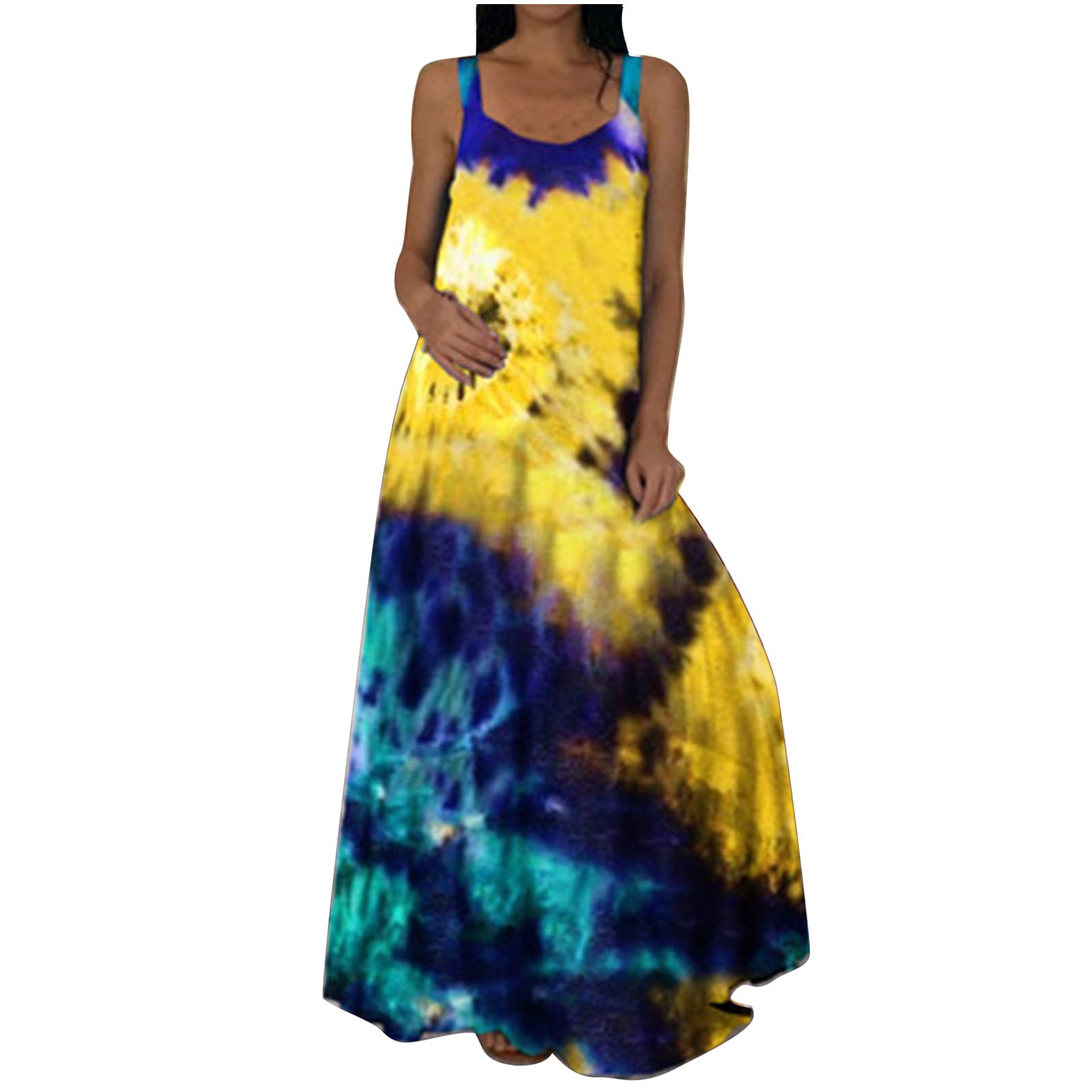 Women's Floral Print Sleeveless Maxi Dress - Bohemian Summer Beach Long Dress with O-Neck for Outdoor Parties, Vacations & Casual Wear