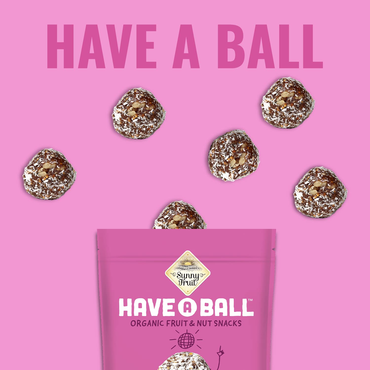 Organic Sunny Fruit Cherry Hazelnut Energy Balls - 6 Pack (9 Balls per Bag) | 100% Raw Vegan Gluten-Free Snacks | No Added Sugar Kosher Certified | Perfect for Hiking, Office Snacks & Healthy On-the-Go Nutrition