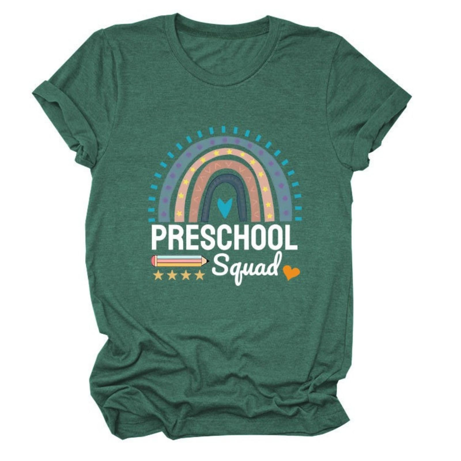 Preschool Squad T-Shirt for Women Teachers - Rainbow Crew Tee for Classroom & School Events
